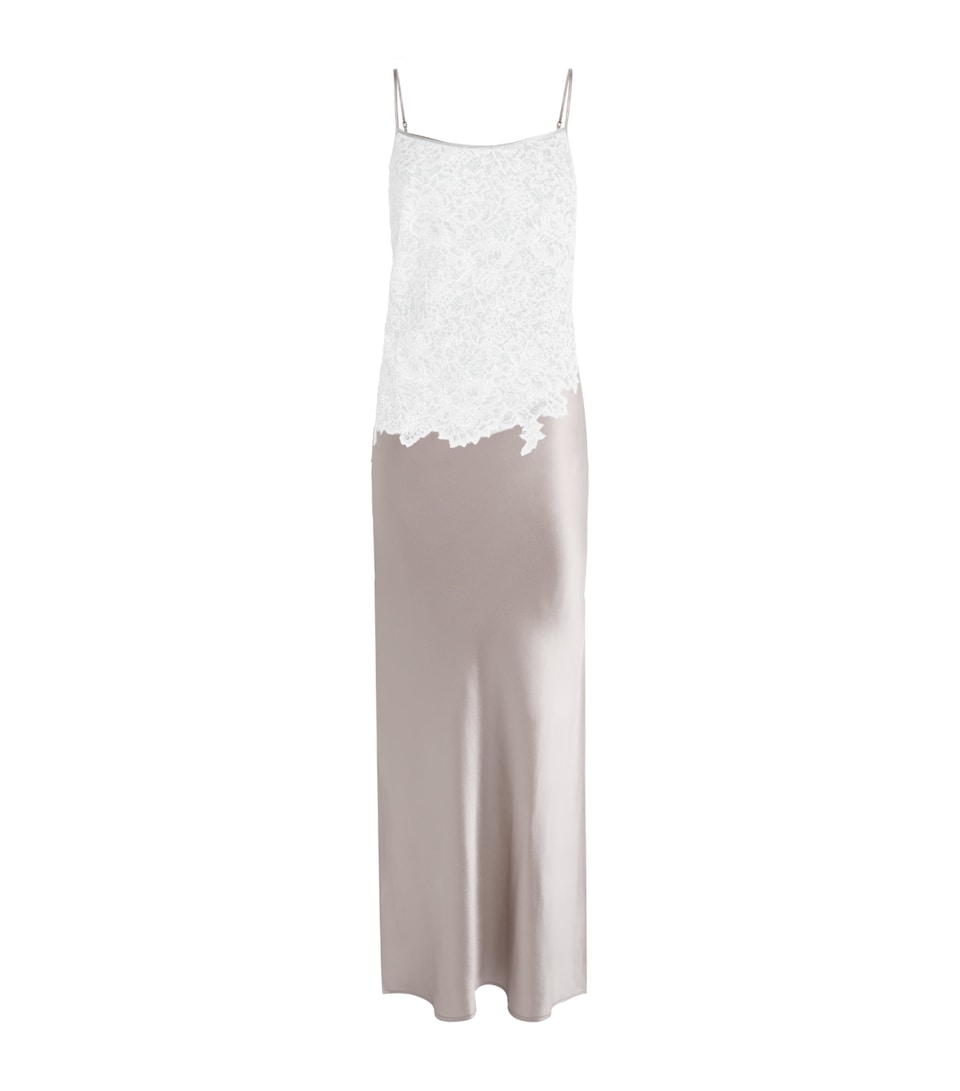 Marjolaine Womens Mulberry Silk Carmela Slip Dress Gris/naturel
