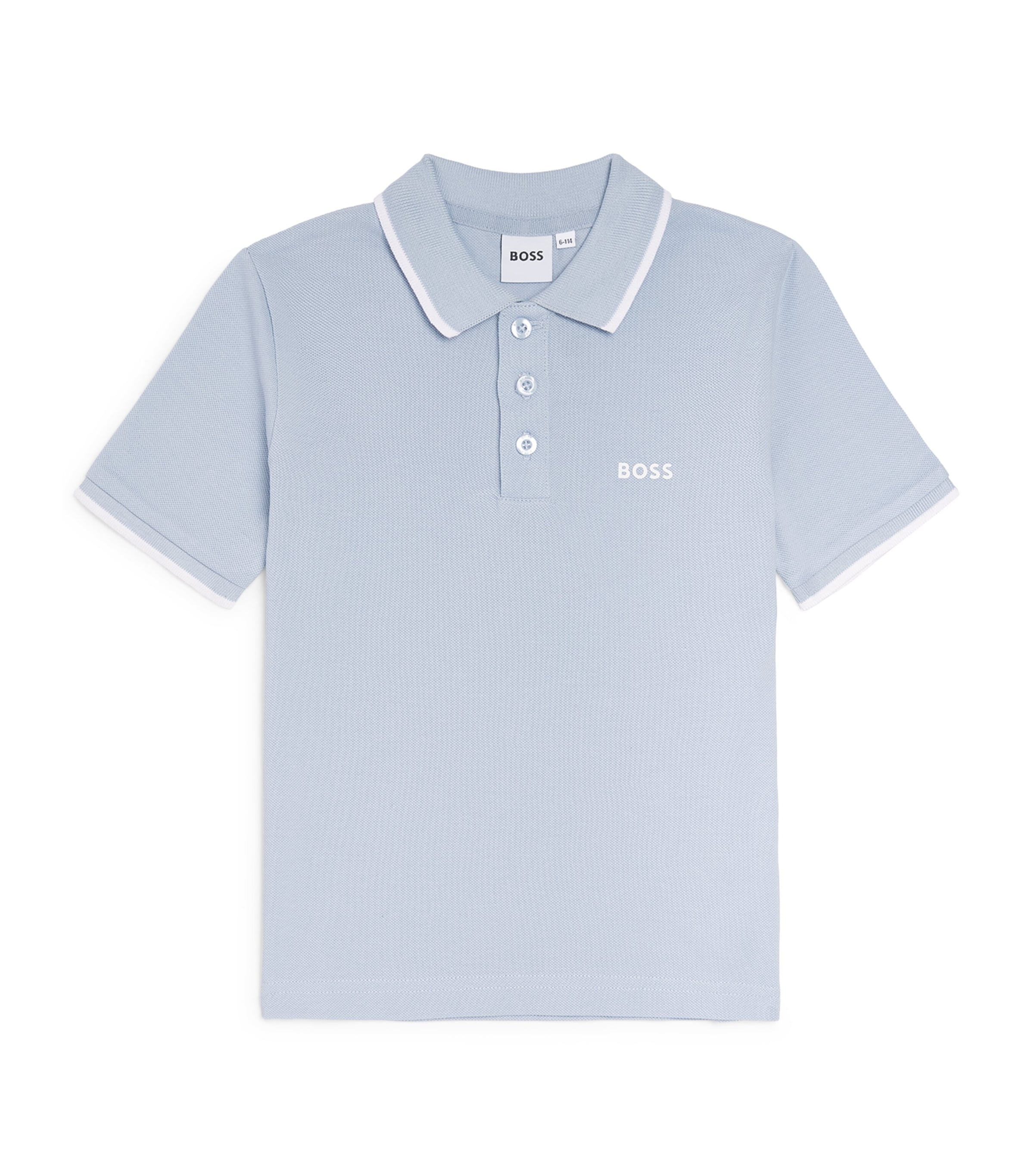 BOSS Kidswear Cotton Logo Polo Shirt (4-16 Years) Pale Blue