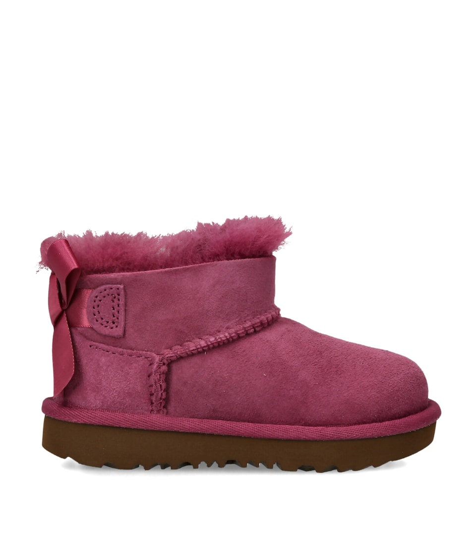 UGG Kids Suede Ultra Mini Bailey Bow Boots Wine