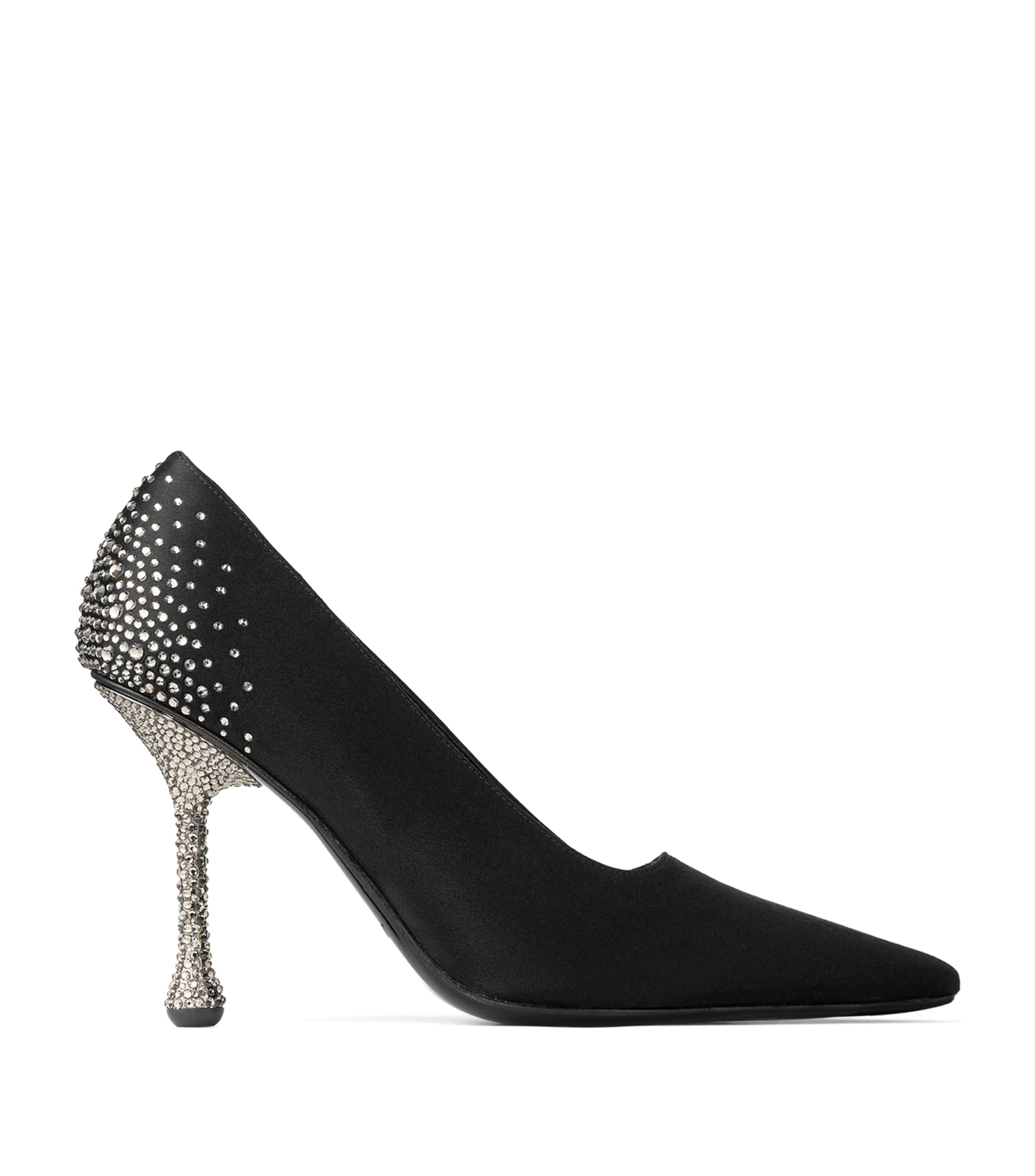 Jimmy Choo Ixia 95 Embellished Satin Pumps Black/smoke