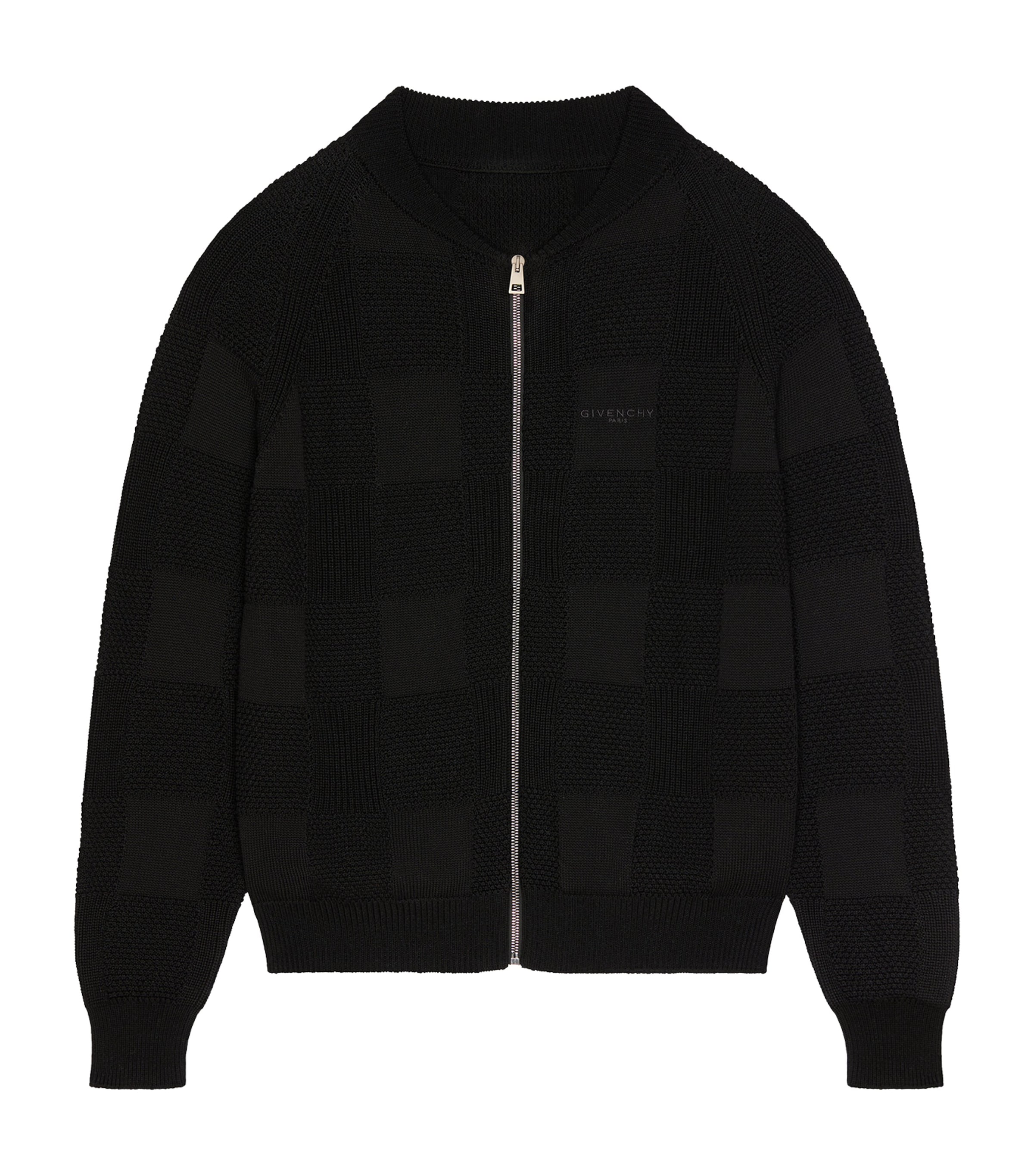 Givenchy Mens Jacquard Check Zip-Up Cardigan Black