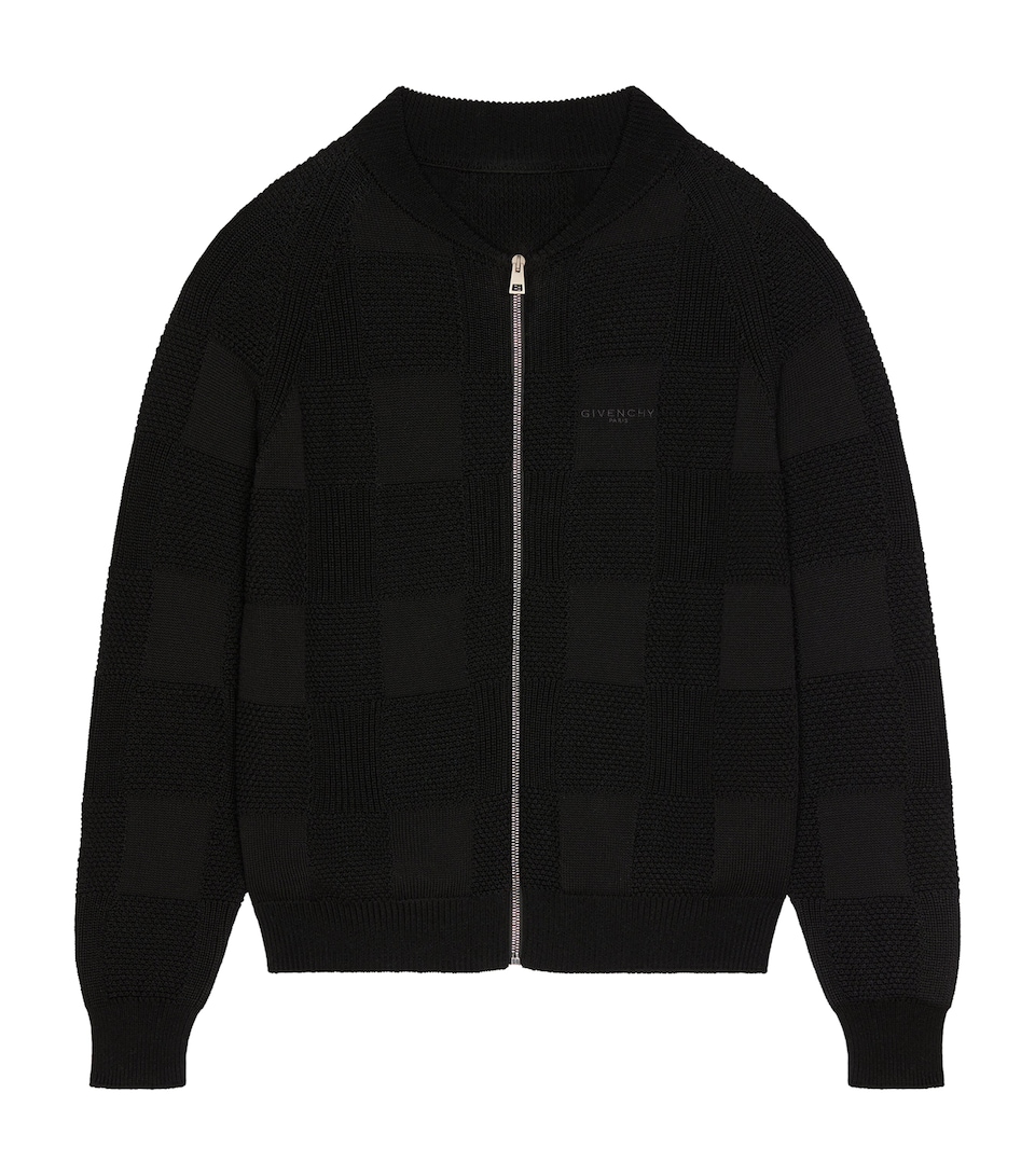 Givenchy Mens Jacquard Check Zip-Up Cardigan Black