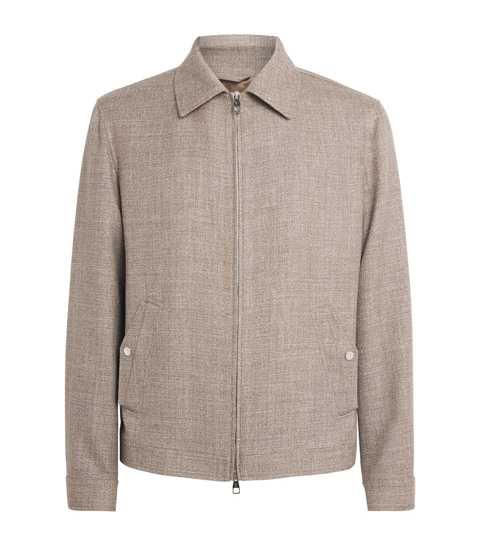 Brett Johnson Mens Wool-Silk-Linen Collar Jacket Cafe Au Lait