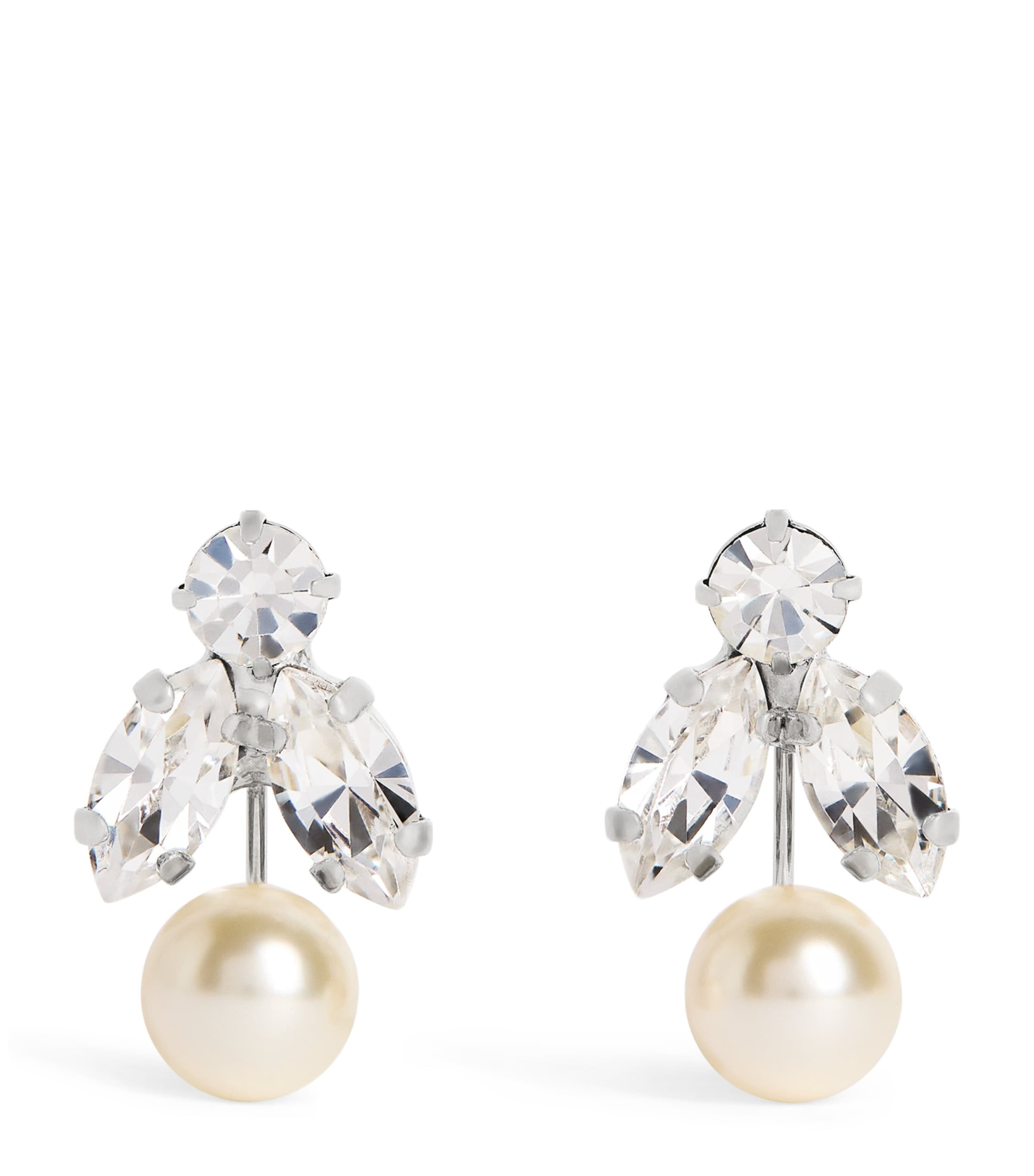 Jennifer Behr Embellished Crystal Pearl Kaide Earrings Crystal Pearl