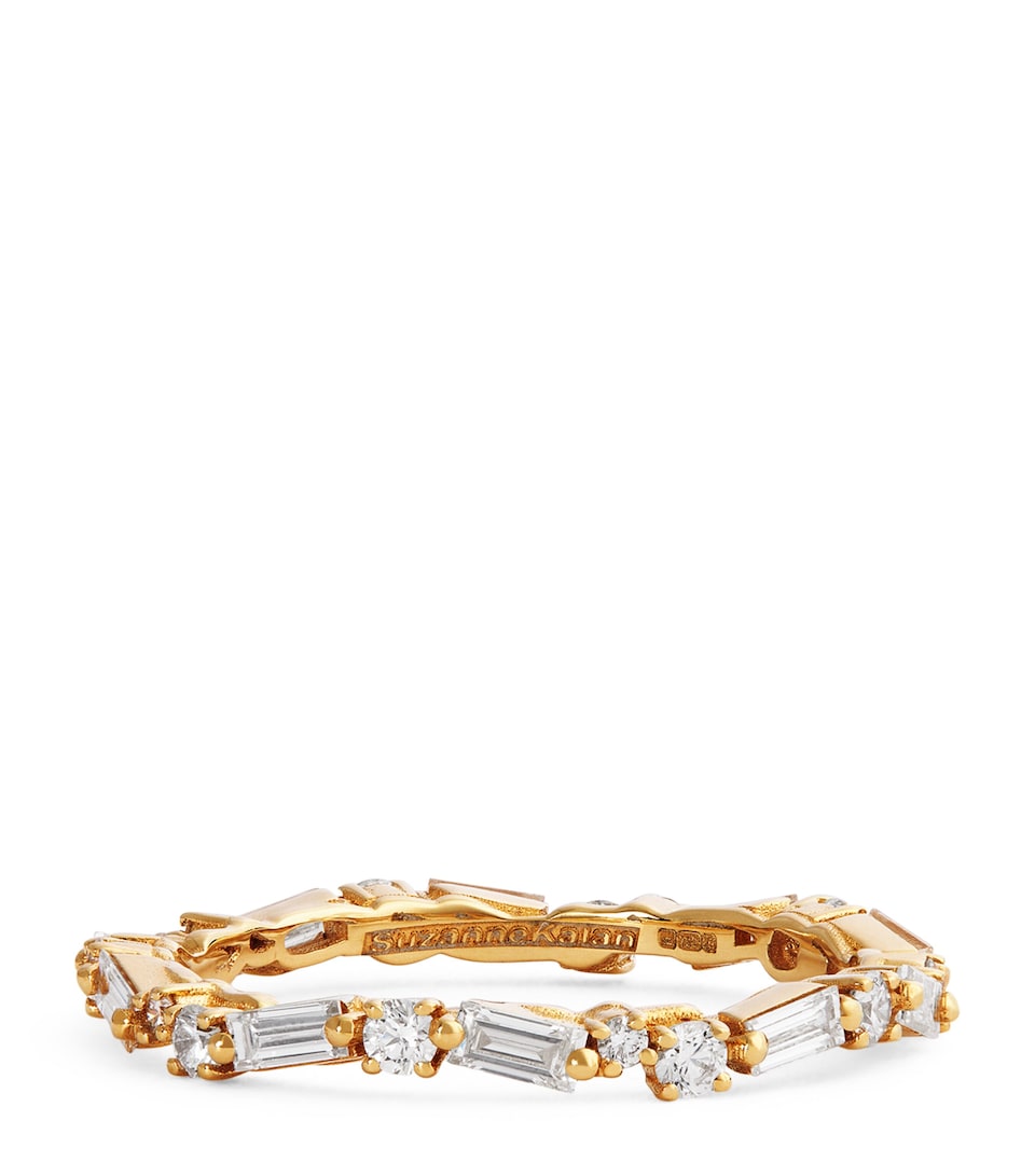 Suzanne Kalan Yellow Gold and Diamond Thin Mix Eternity Ring Yg/wd