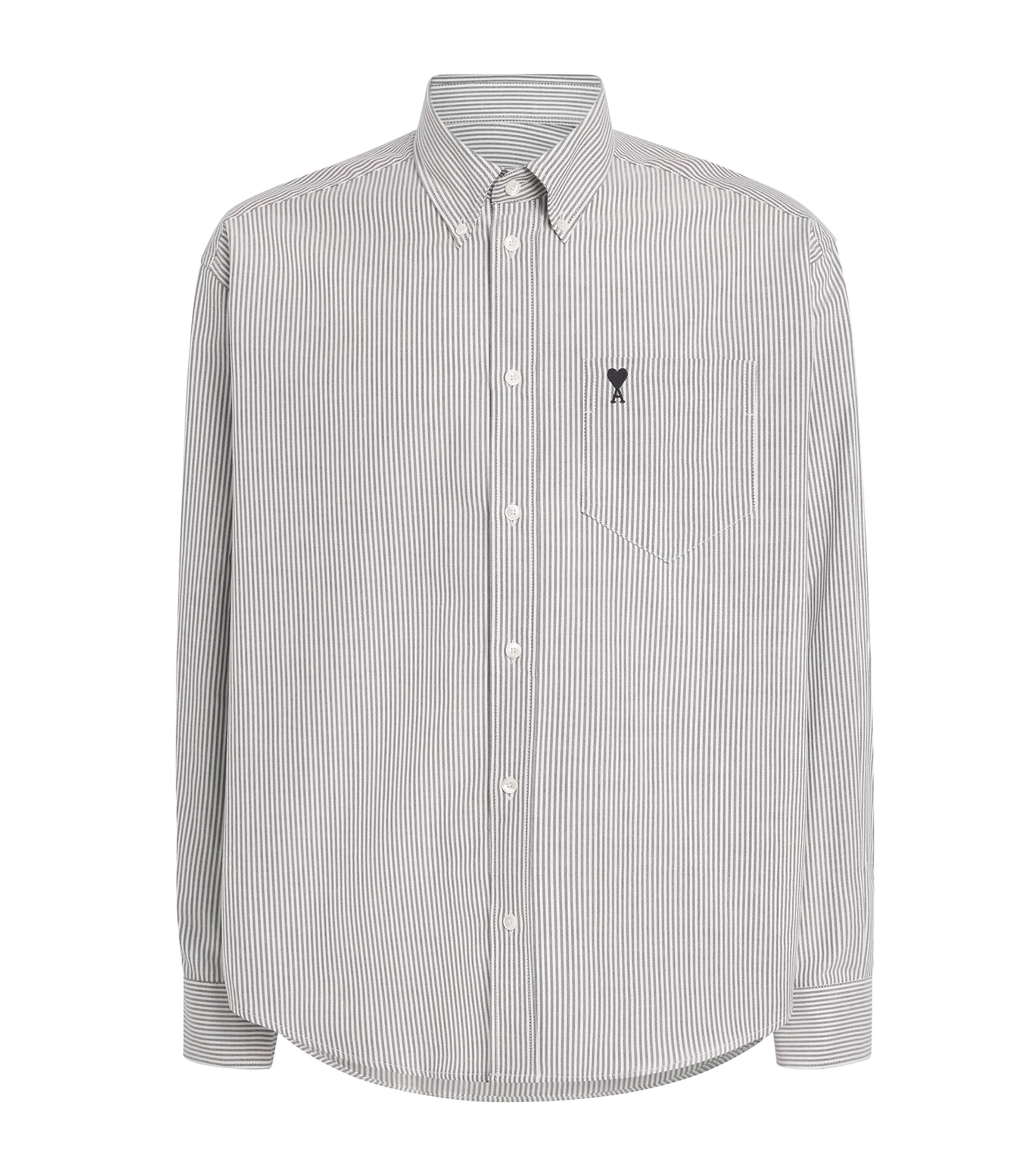 AMI Paris Mens Cotton Stripe Ami de Coeur Shirt Noir/blanc Natrl