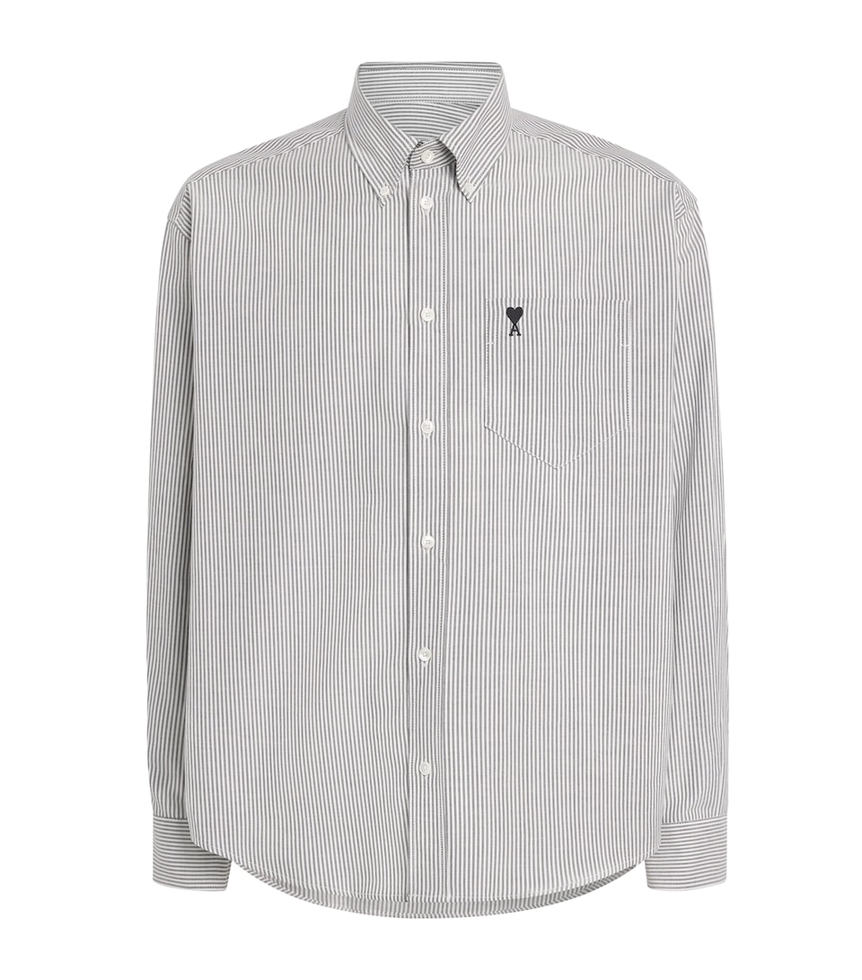 AMI Paris Mens Cotton Stripe Ami de Coeur Shirt Noir/blanc Natrl