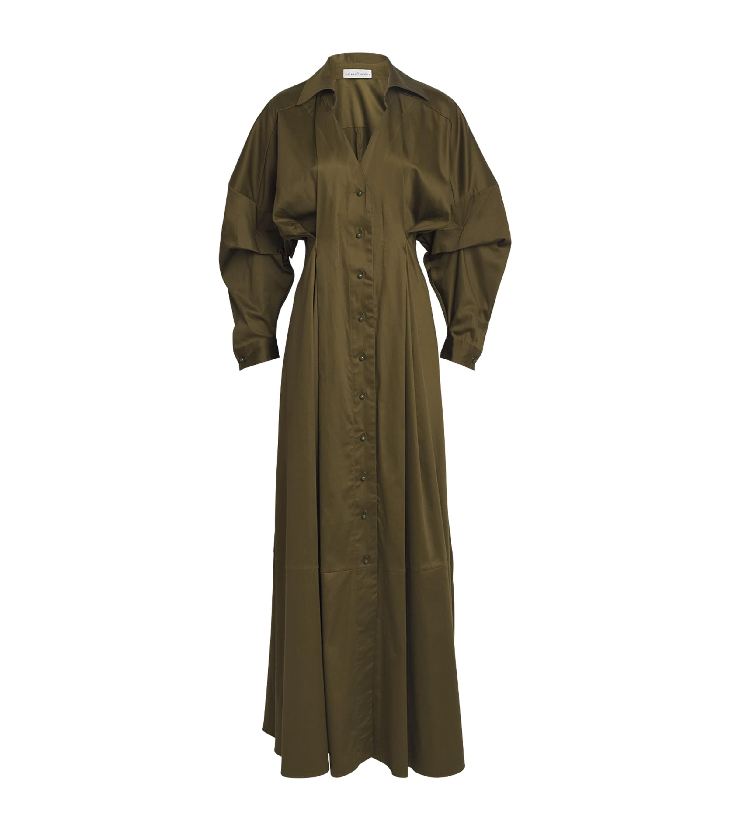 Palmer//Harding Womens Sateen Honesty Opens Maxi Dress Green Cotton Sateen
