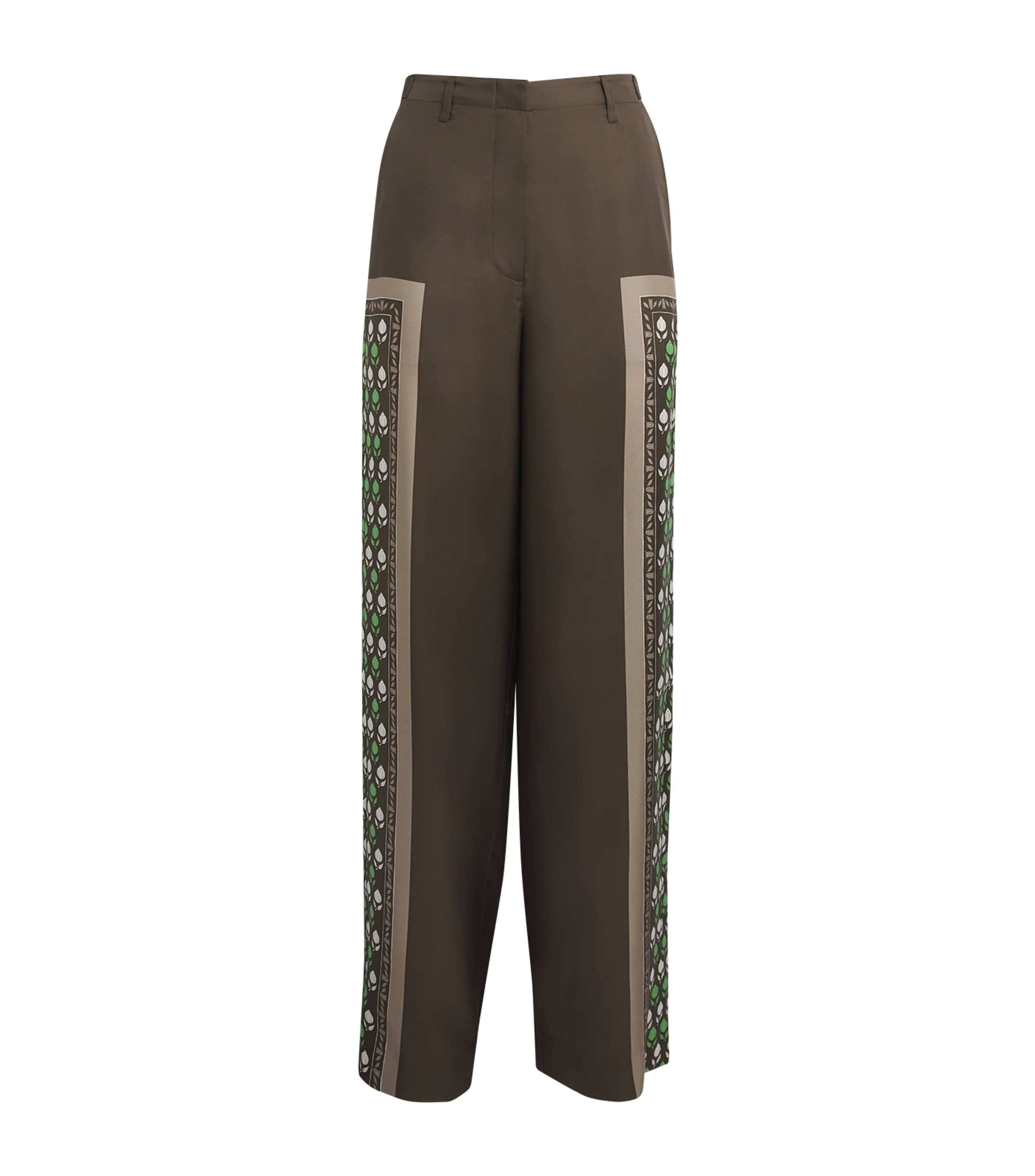 Tory Burch Womens Silk Satin Straight Trousers Chocolate Pmgrnte