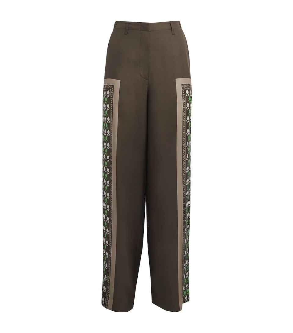 Tory Burch Womens Silk Satin Straight Trousers Chocolate Pmgrnte