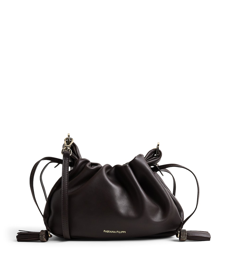 Fabiana Filippi Nappa Leather Muffin Clutch Bag Ebano