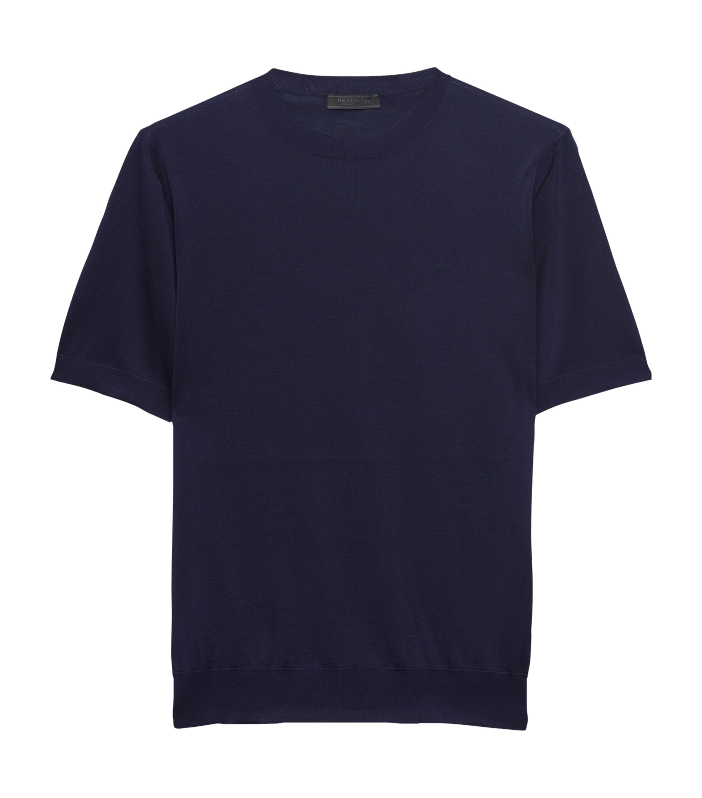 Prada Mens Silk Short-Sleeve Sweater Blue
