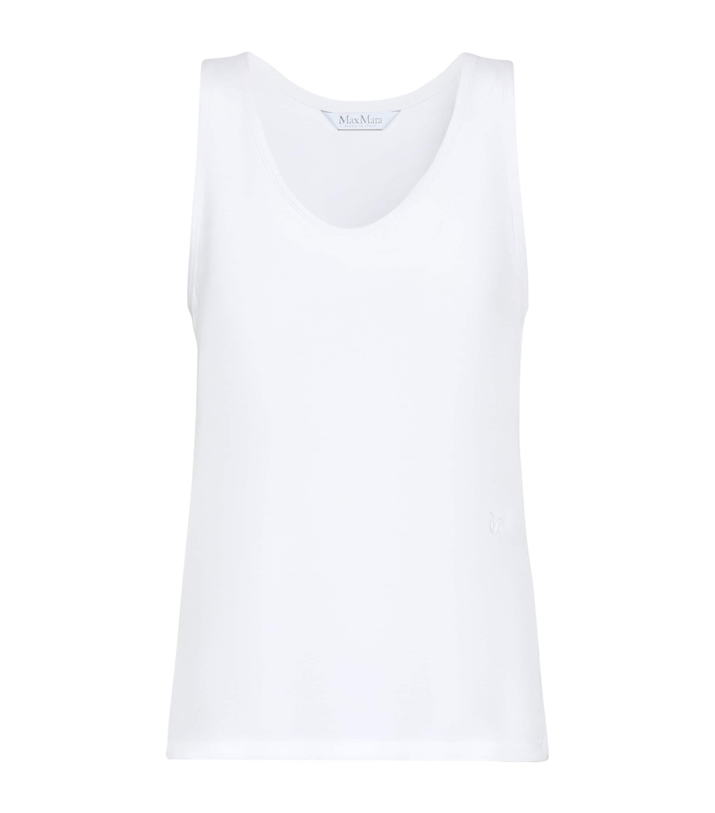 Max Mara Womens Silk Embroidered Tank Top White