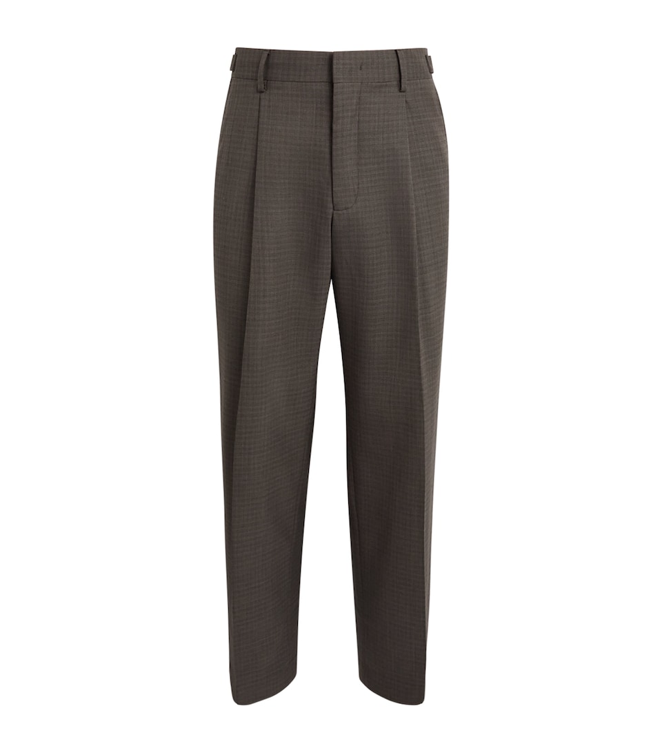 NN.07 Mens Wool-Blend Kay Relaxed Trousers Green Check