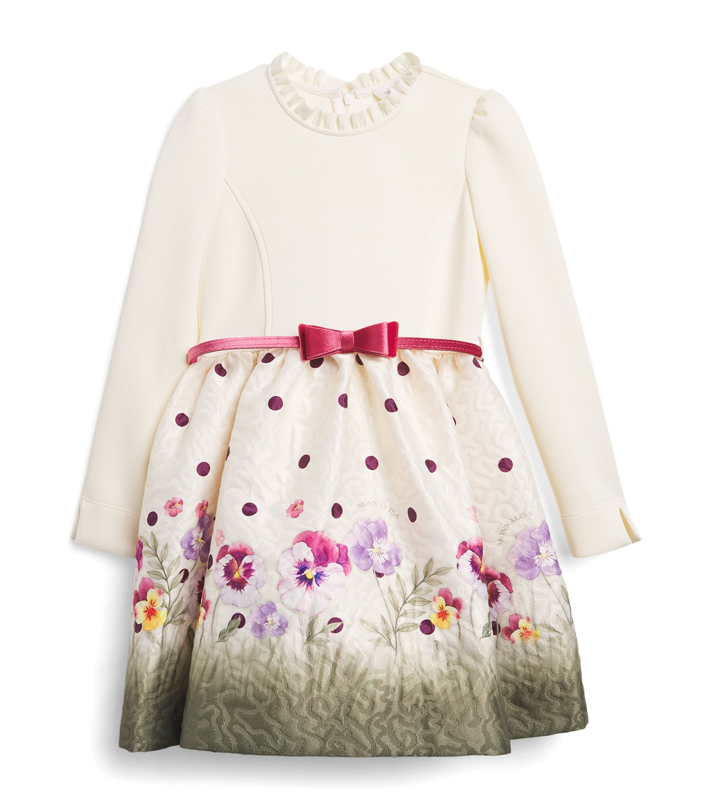 Monnalisa Floral Print Dress (24 Months - 12 Years) Panna+multicolor