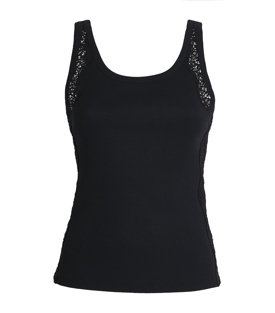Sandro Paris Womens Lace-Detail Tank Top Black
