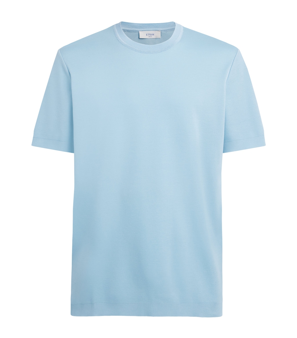 Eton Mens Cotton T-Shirt Light Blue