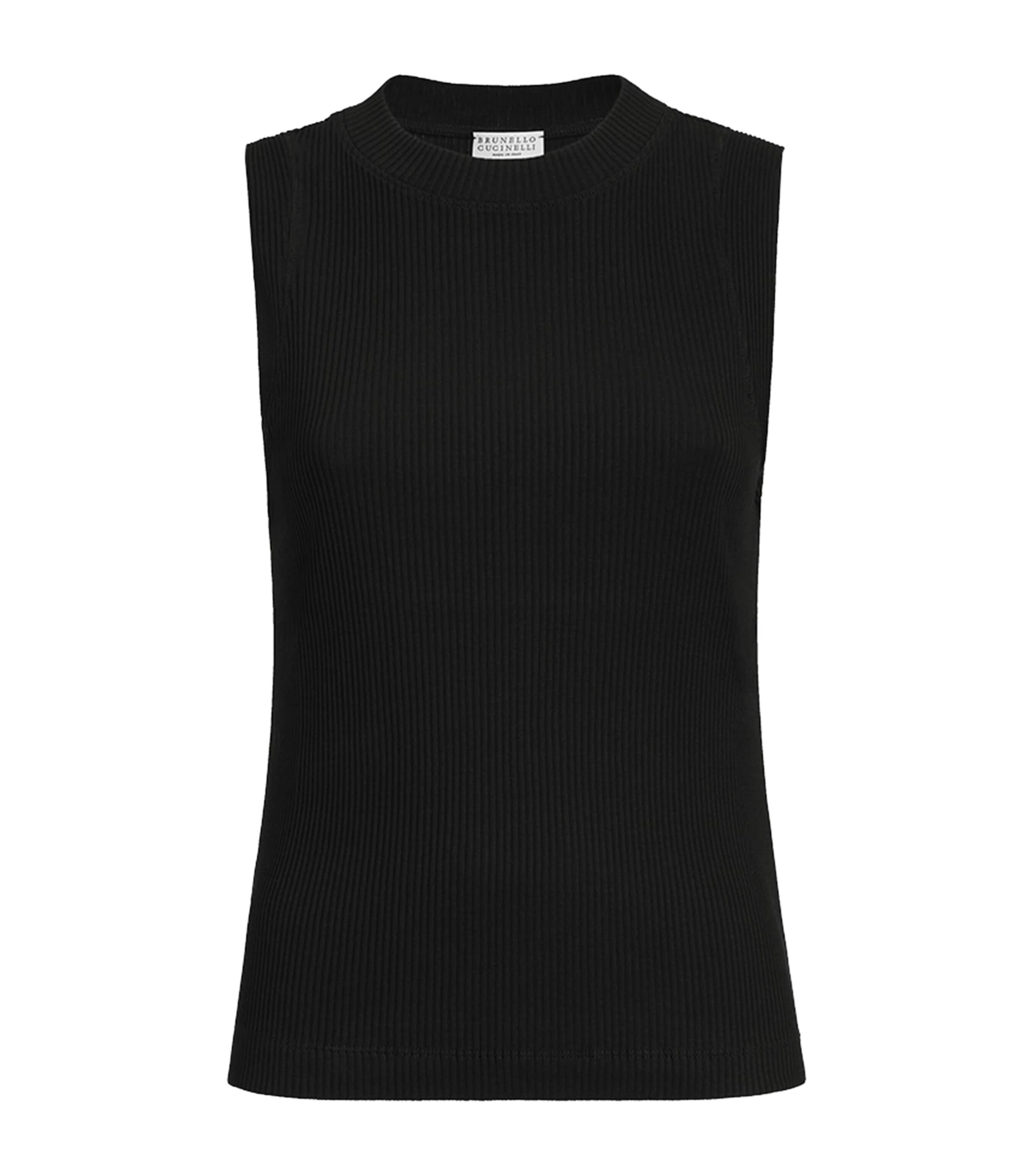 Brunello Cucinelli Womens Cotton Ribbed Tank Top
