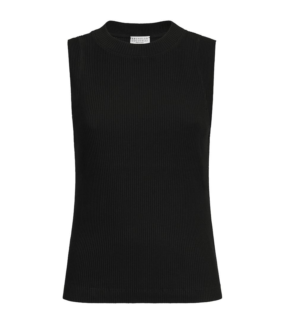 Brunello Cucinelli Womens Cotton Ribbed Tank Top