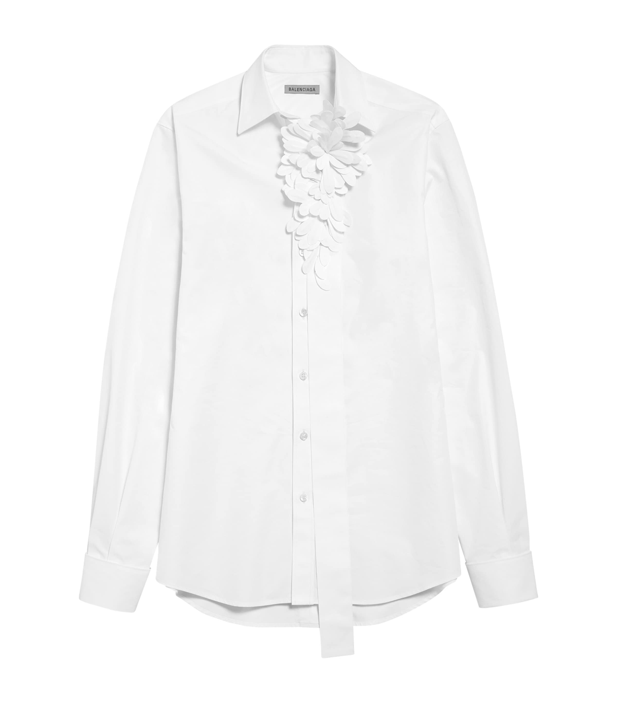 Balenciaga Womens Cotton Floral Appliqué Shirt