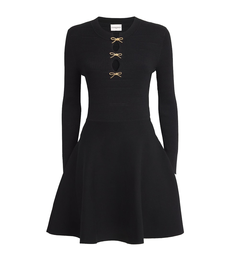 Knit Bow-Detail Mini Dress