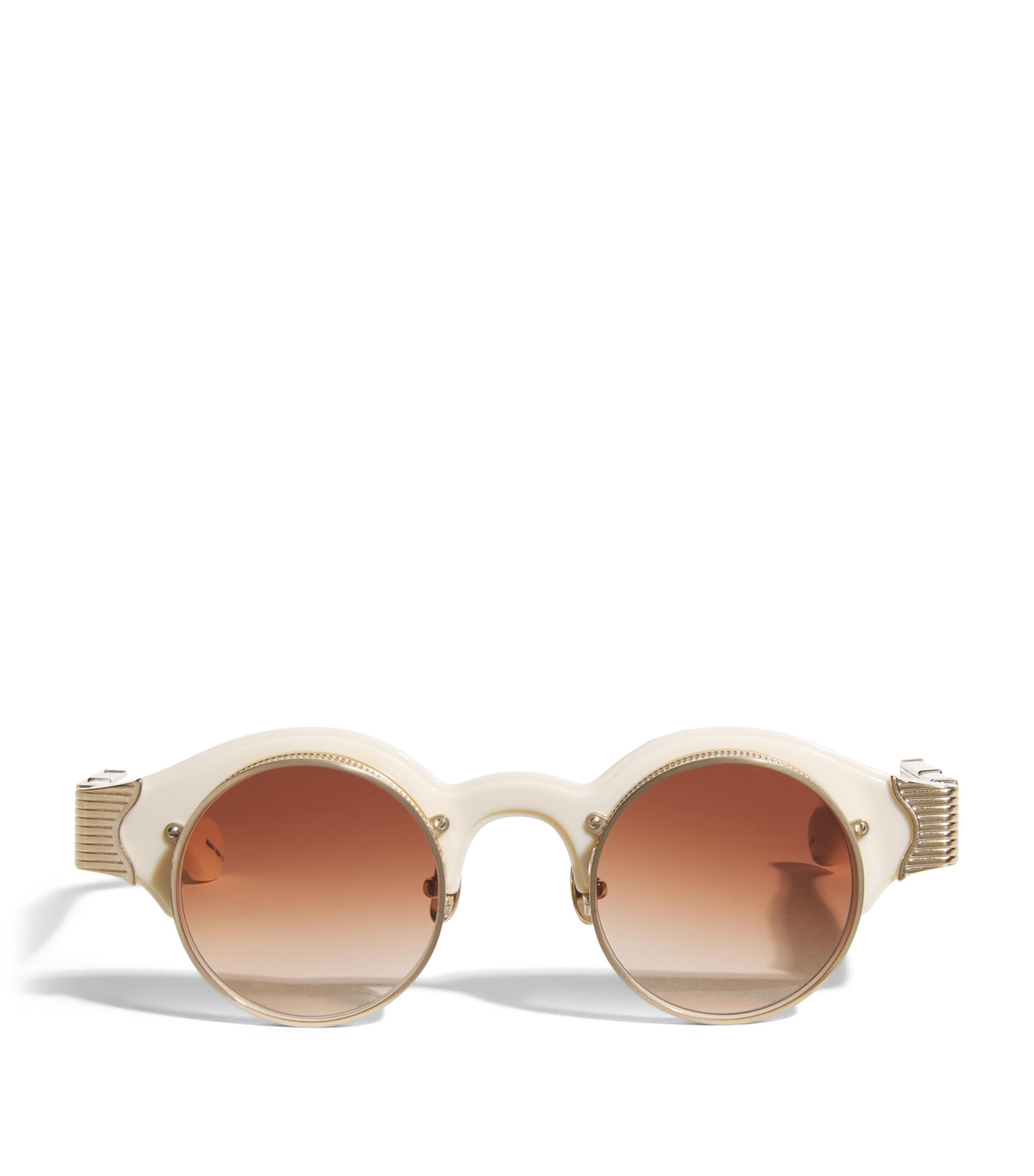 Matsuda 10605H Round Sunglasses Brsd Gld Mlk Wht Brn