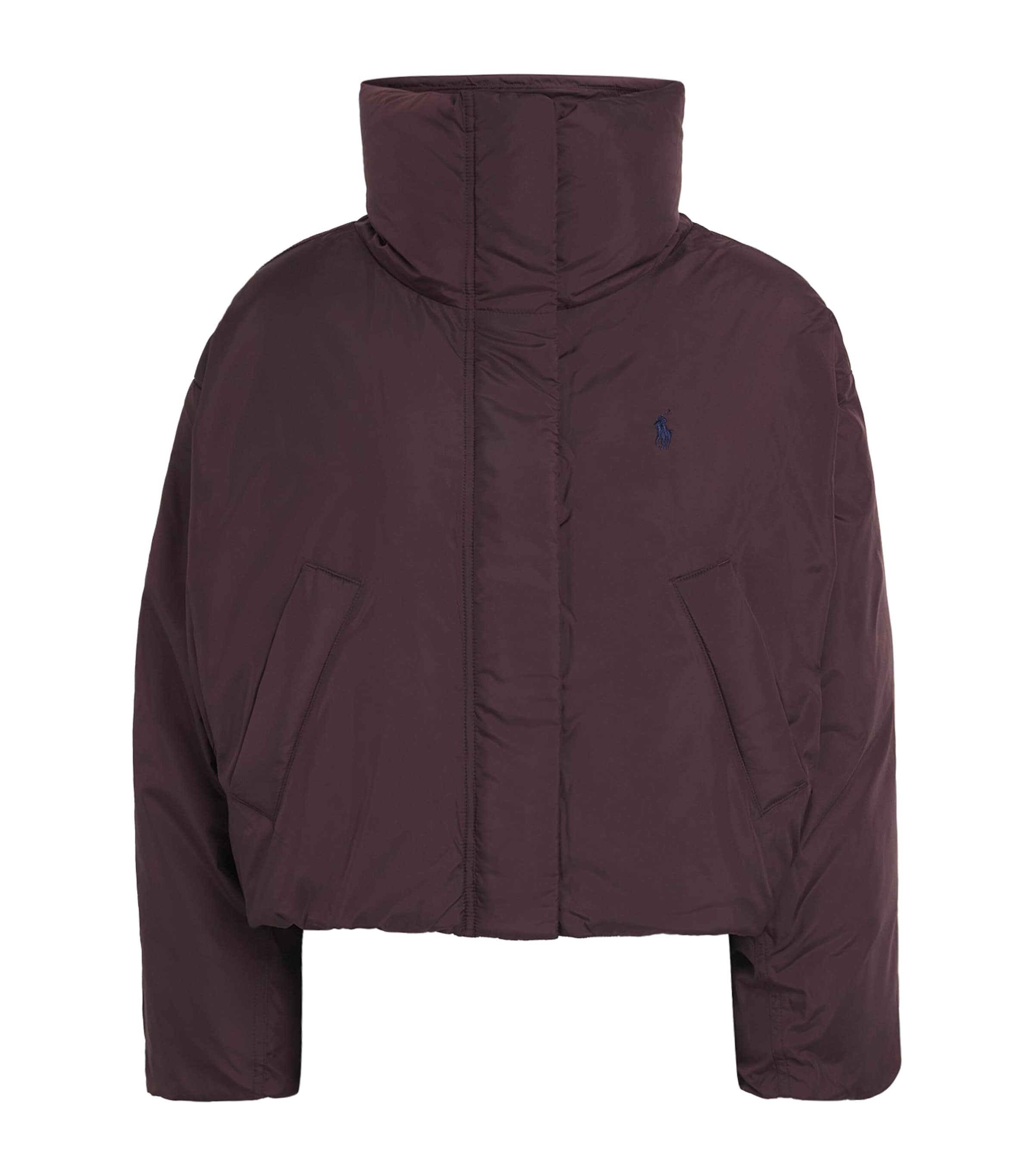 Polo Ralph Lauren Womens Down Cropped Puffer Jacket Dark Shadow Burgundy