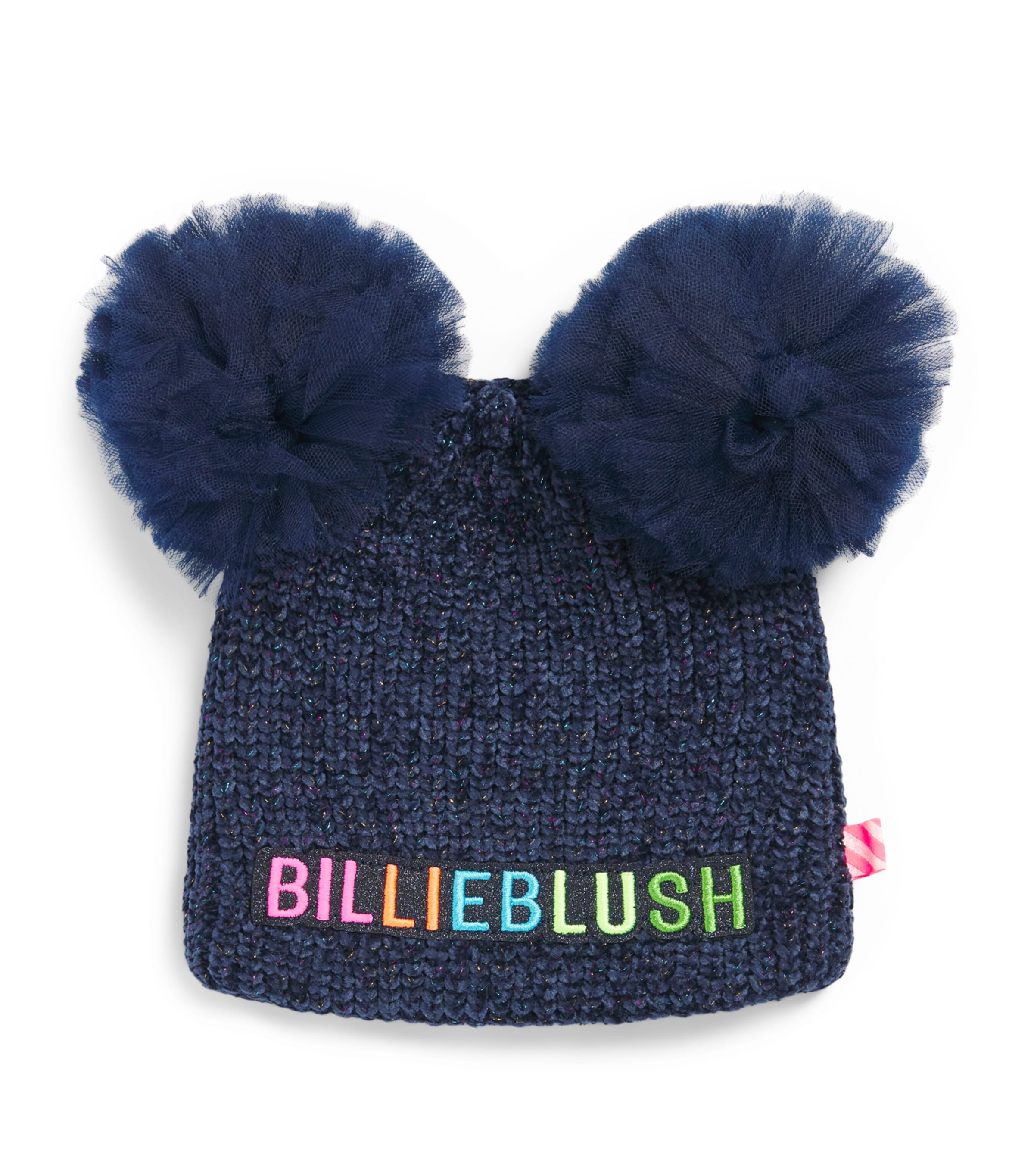 Billieblush Tulle-Trim Logo Beanie Navy
