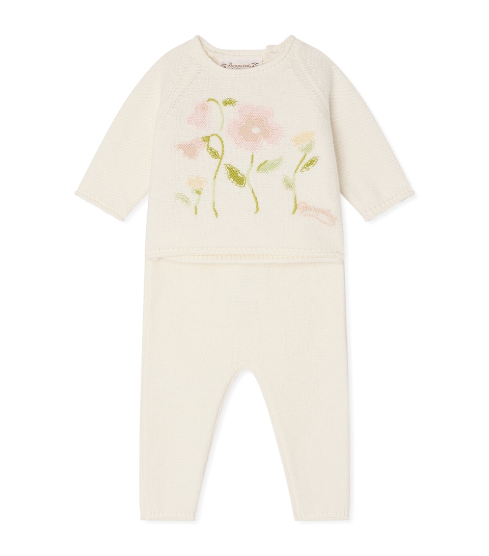 Bonpoint Cotton-Cashmere Loani Sweater and Trousers Set (1-18 Months) Rose