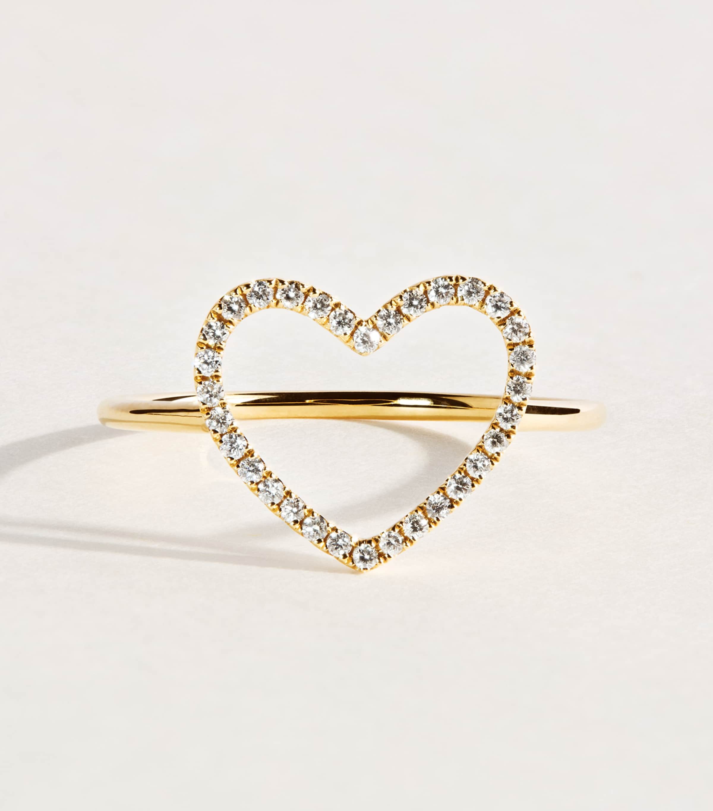 Rosa de la Cruz Yellow Gold and Diamond Love Heart Ring Yellow Gold