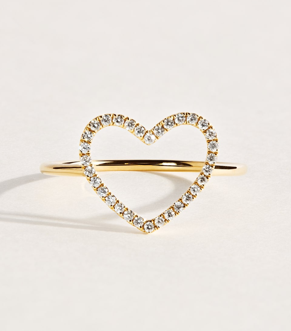 Rosa de la Cruz Yellow Gold and Diamond Love Heart Ring Yellow Gold