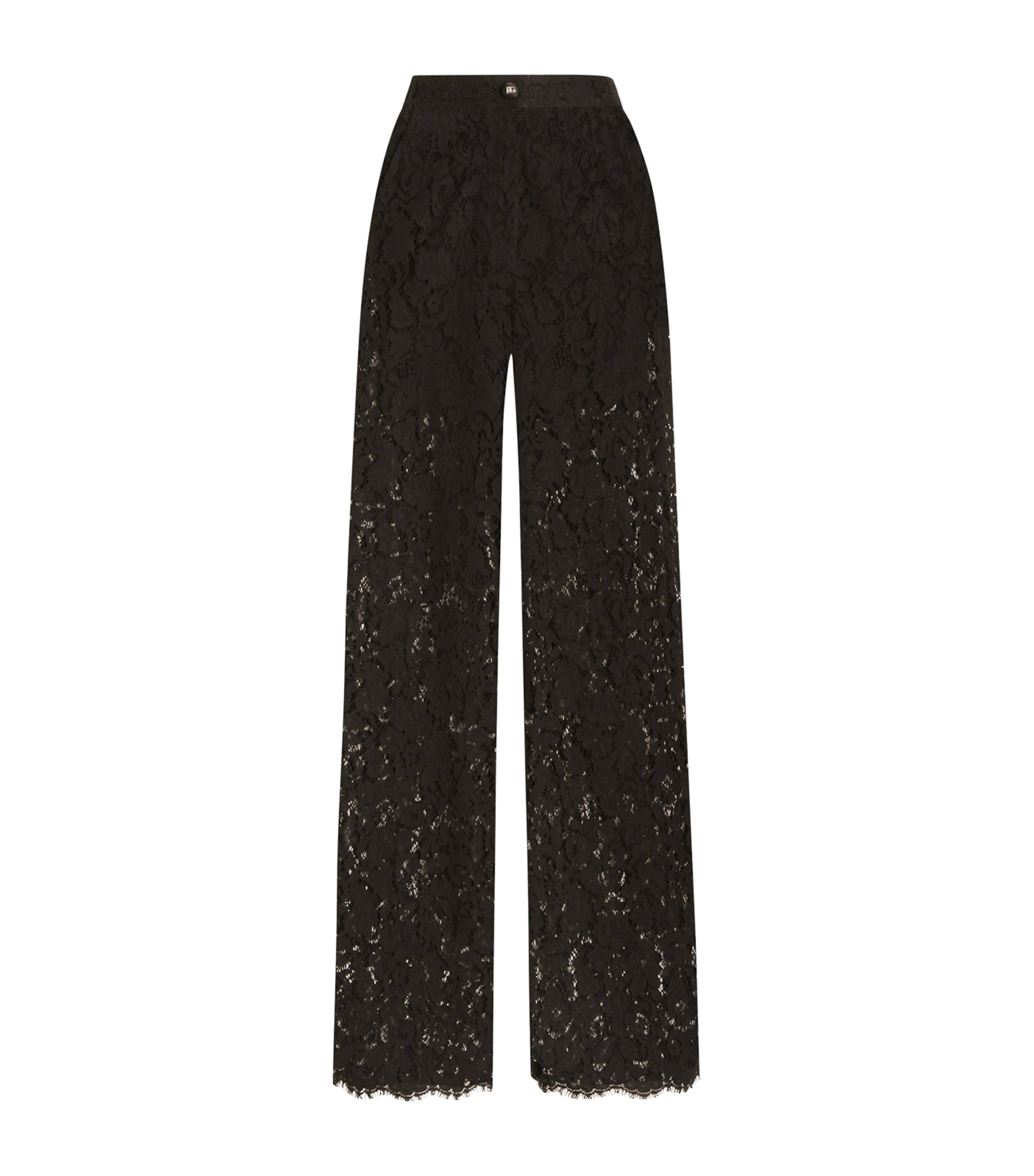 Dolce&Gabbana Womens Lace Wide-Leg Trousers Blac
