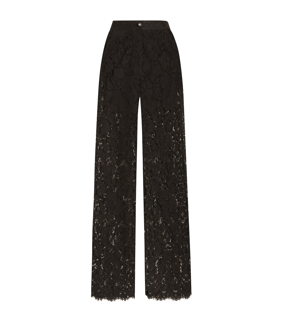 Dolce&Gabbana Womens Lace Wide-Leg Trousers Blac