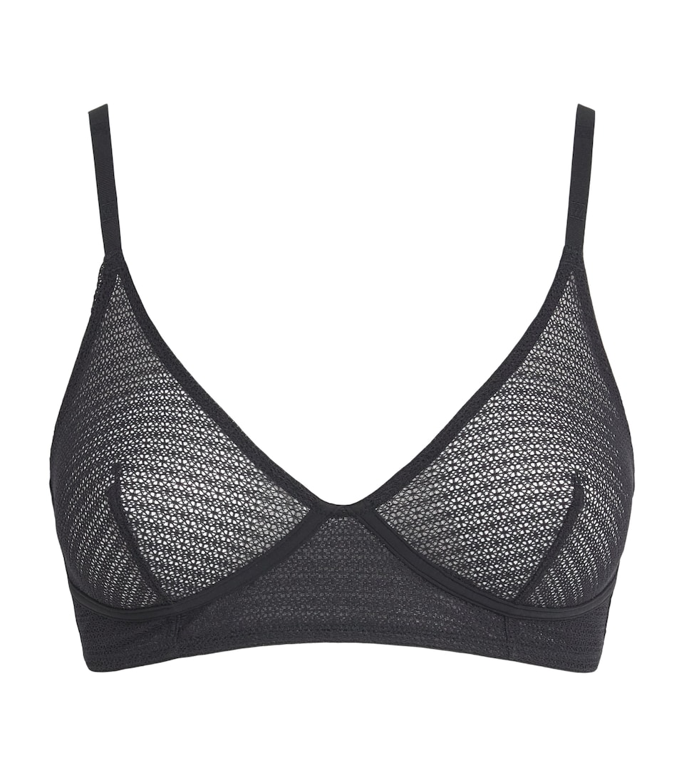 Wolford Womens Geo Lace Triangle Bralette Black
