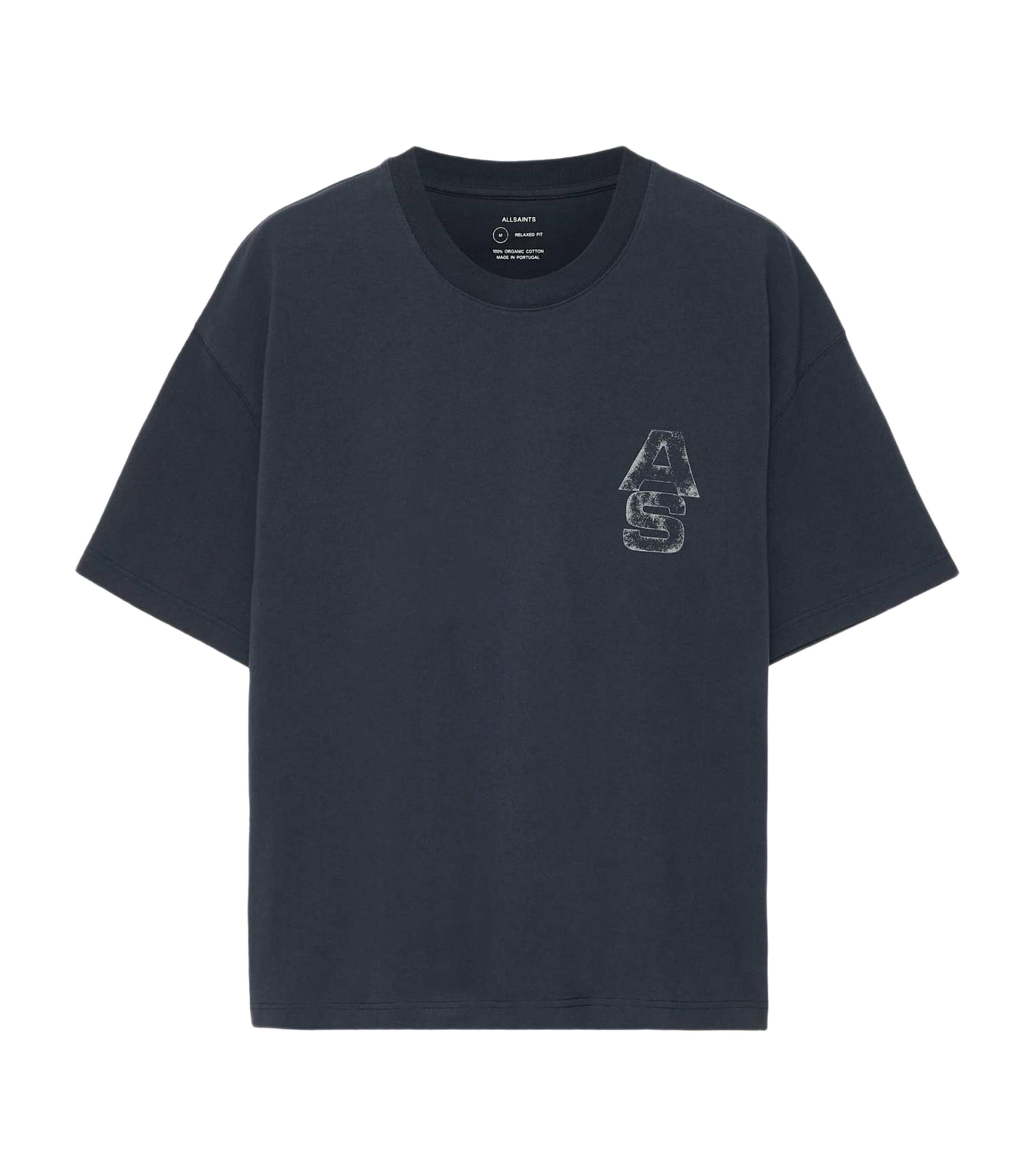 AllSaints Mens Cotton Roller T-Shirt Navy Blue