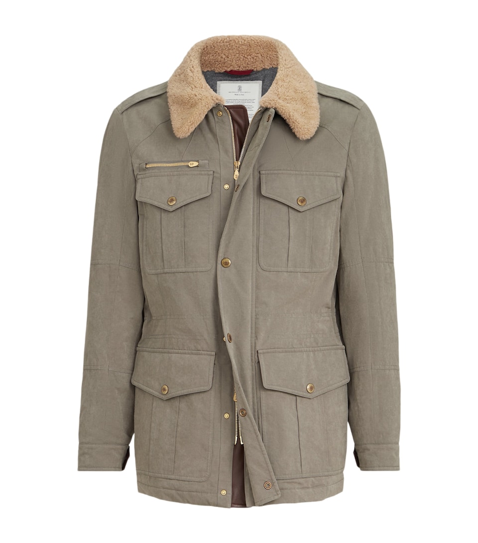 Brunello Cucinelli Mens Techno-Cotton Waxed Safari Jacket