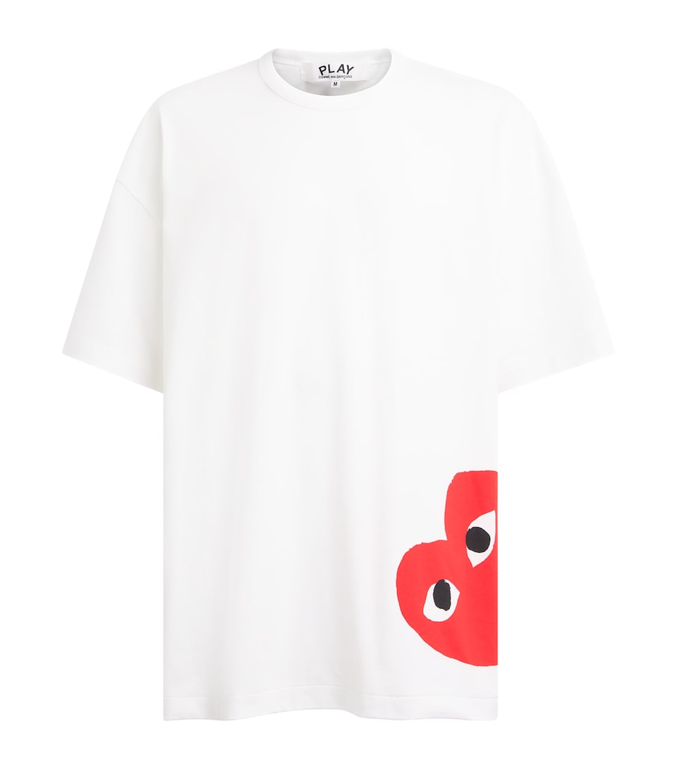 Comme Des Garçons Mens Cotton Oversized Bottom Heart T-Shirt White/red