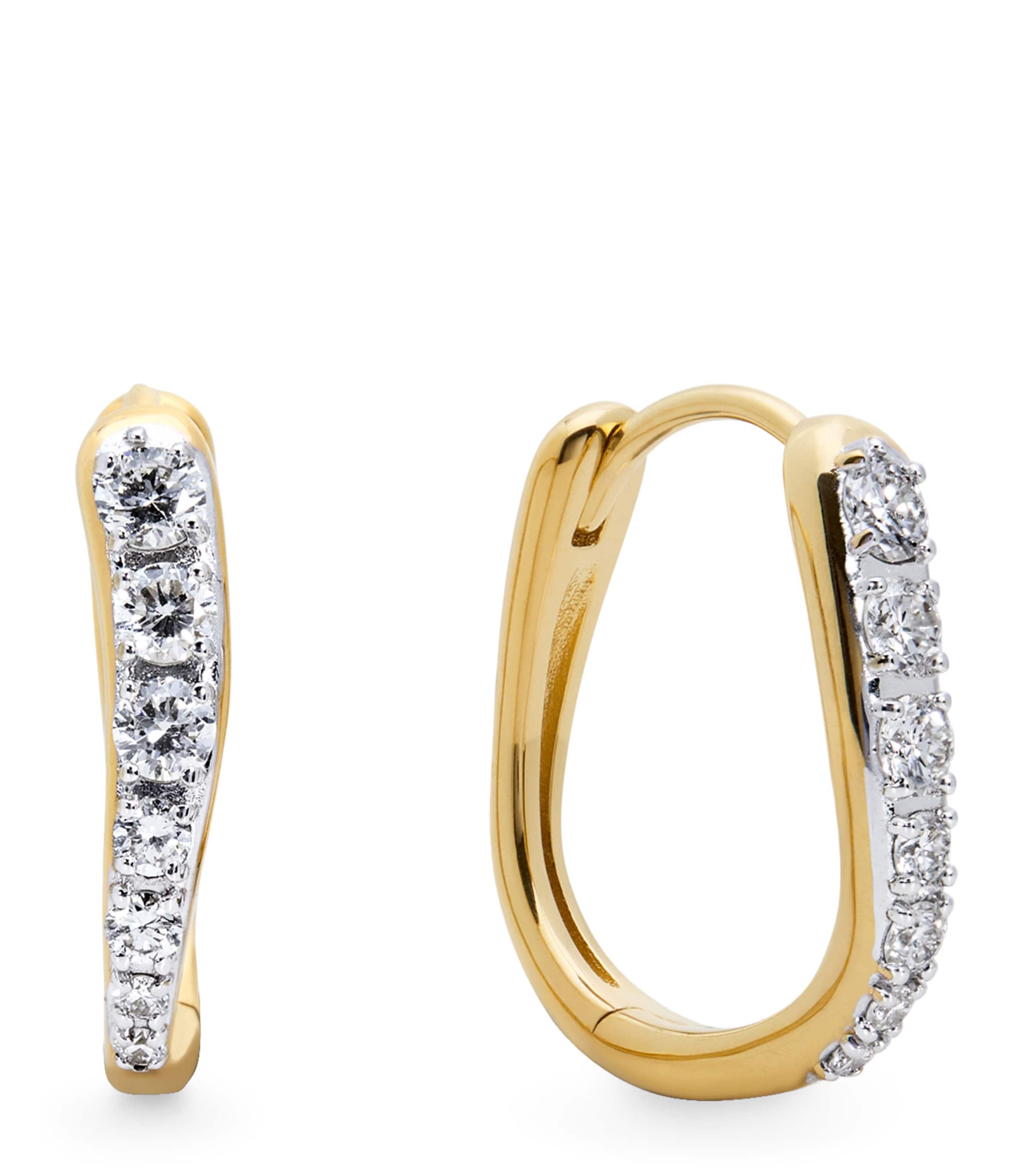 Monica Vinader Small Gold Vermeil and Diamond Riva Hoop Earrings Gold/diamond