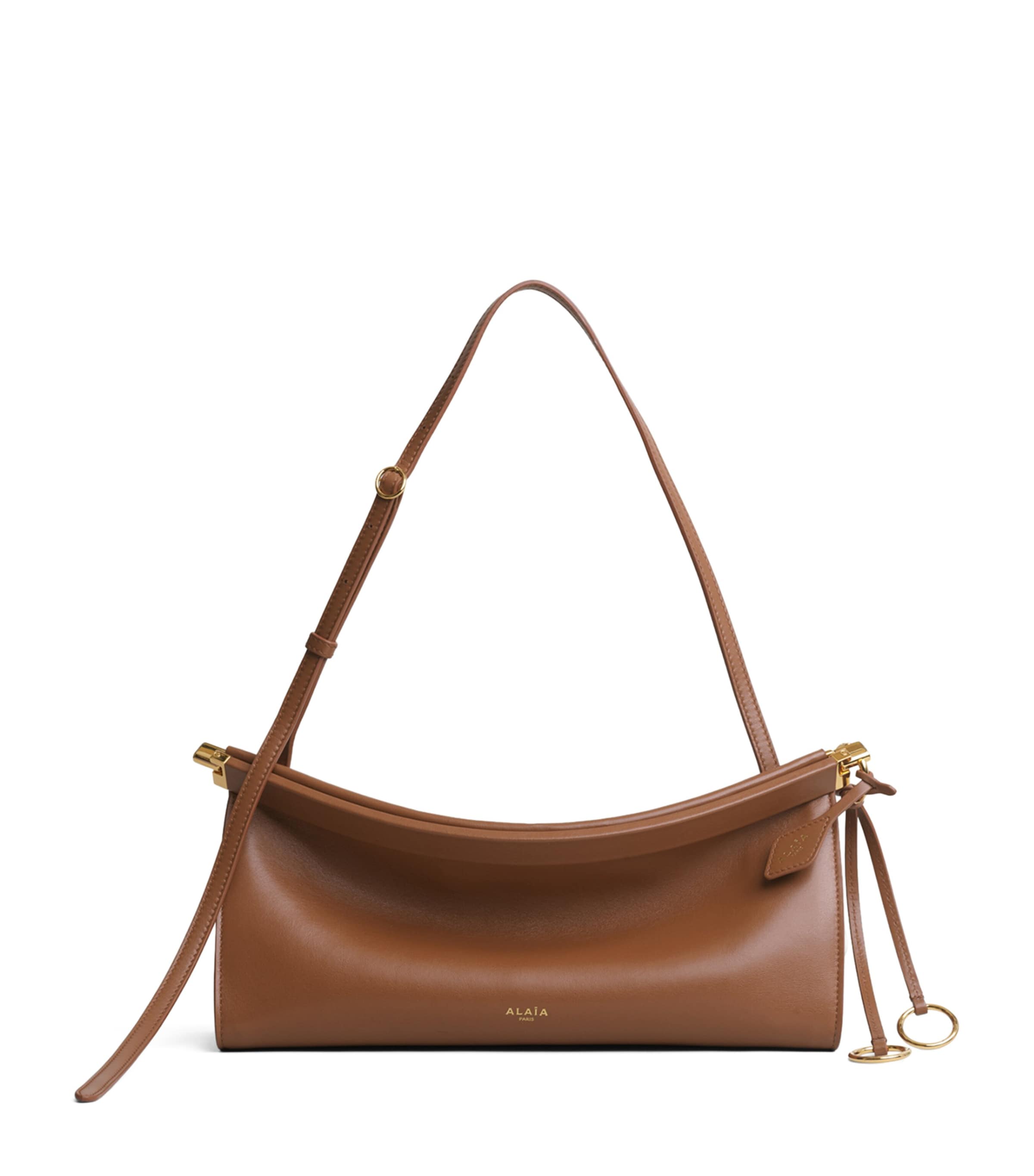 Alaïa Medium Leather Le Click East West Shoulder Bag Amber