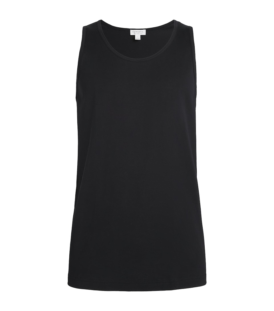 Sunspel Mens Superfine Cotton Vests (Pack of 3) Bkaa Black