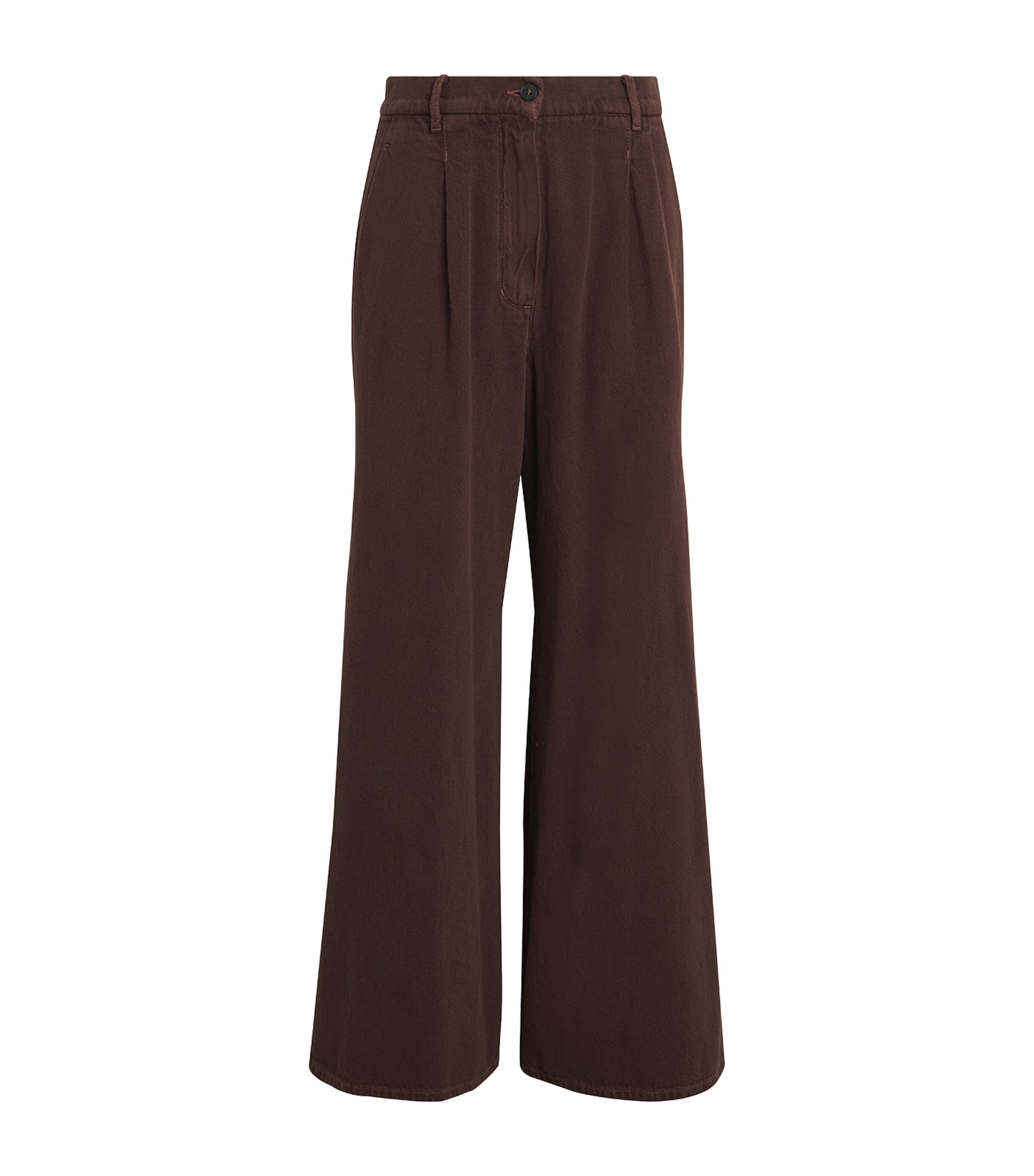 Cotton Pleated Wide-Leg Trousers