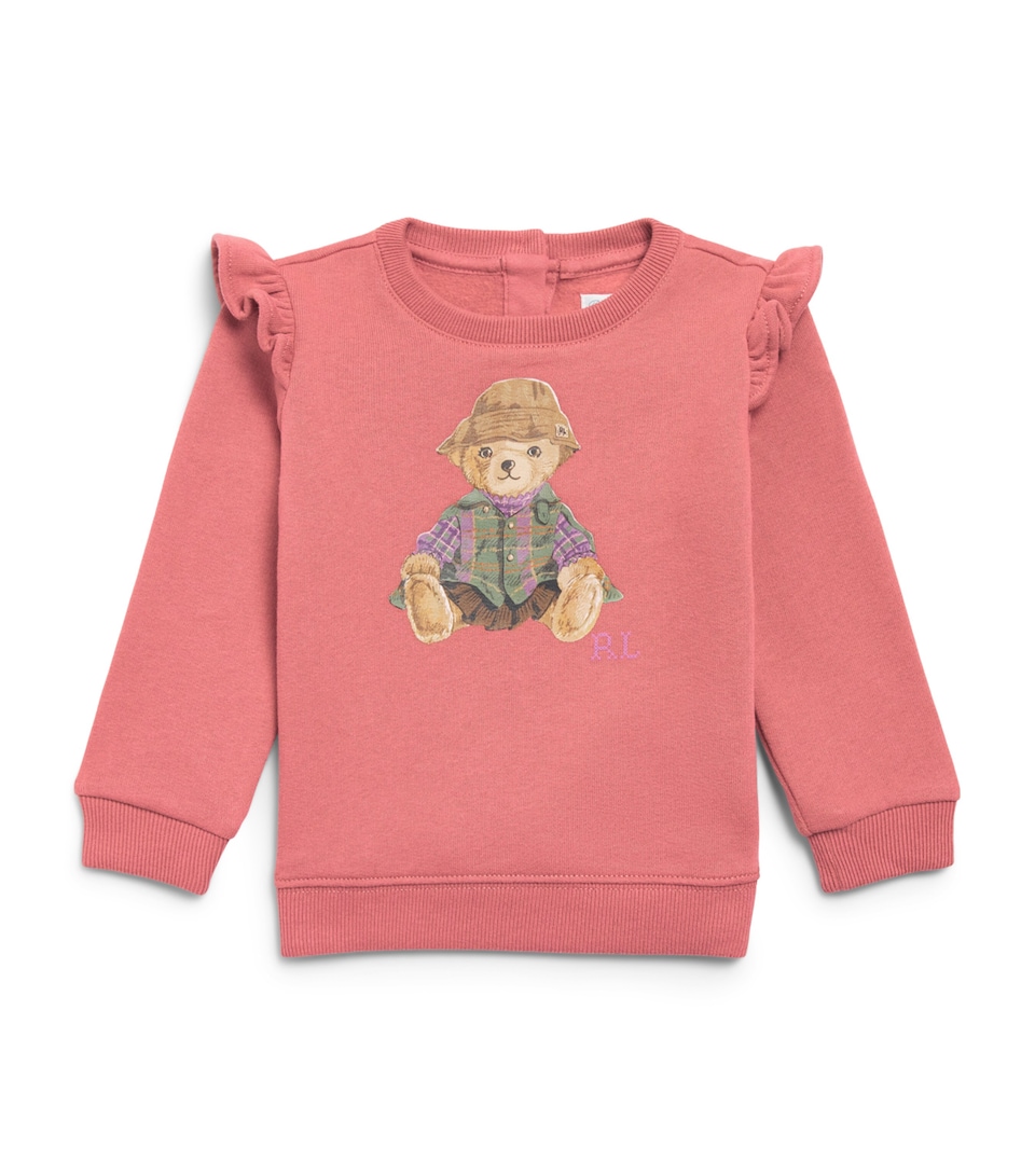 Ralph Lauren Kids Ruffle-Trim Polo Bear Sweatshirt (3-24 Months) Canvas Pink