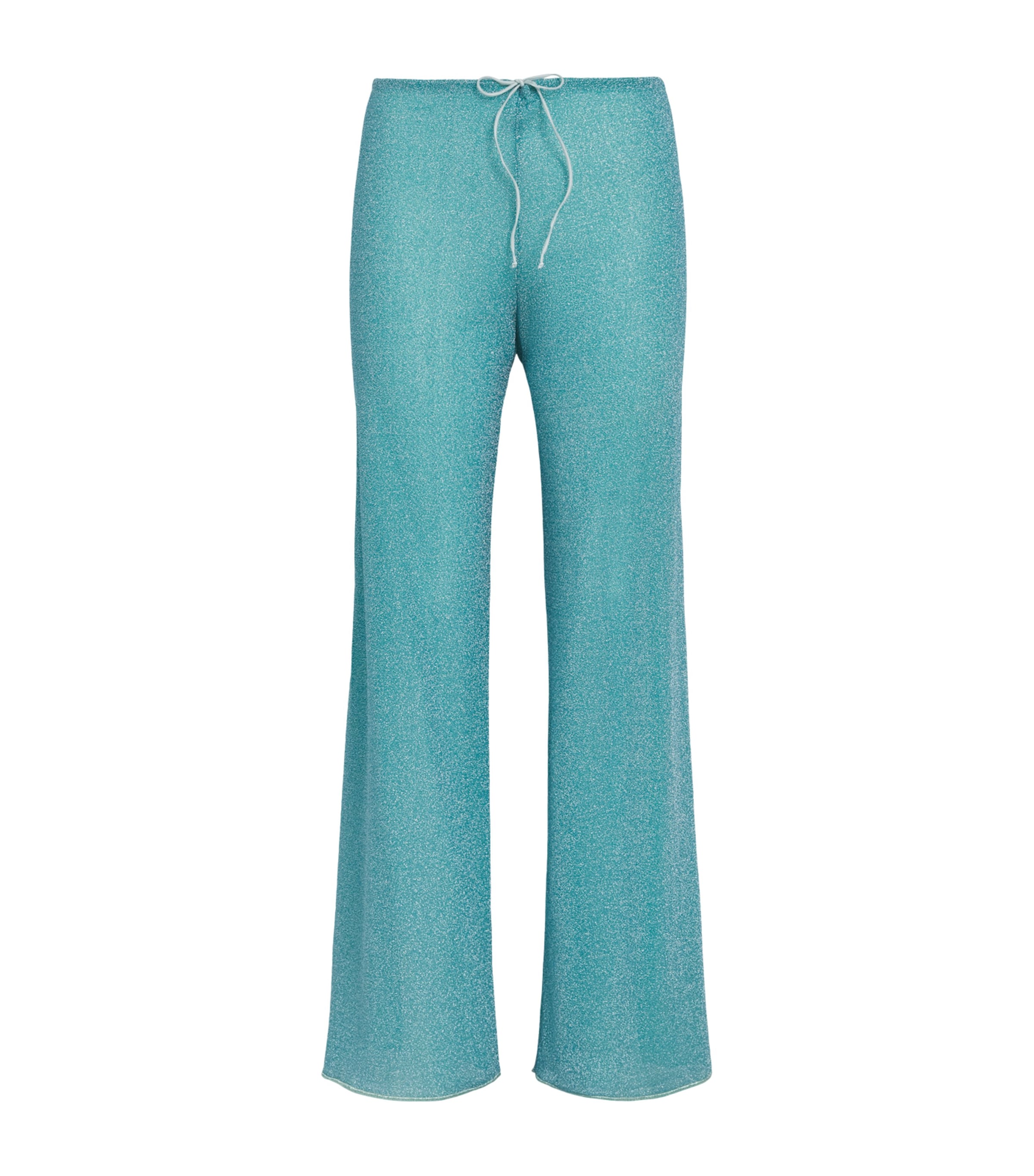 Oséree Womens Metallic Lumière Wide-Leg Trousers Sea Turquoise