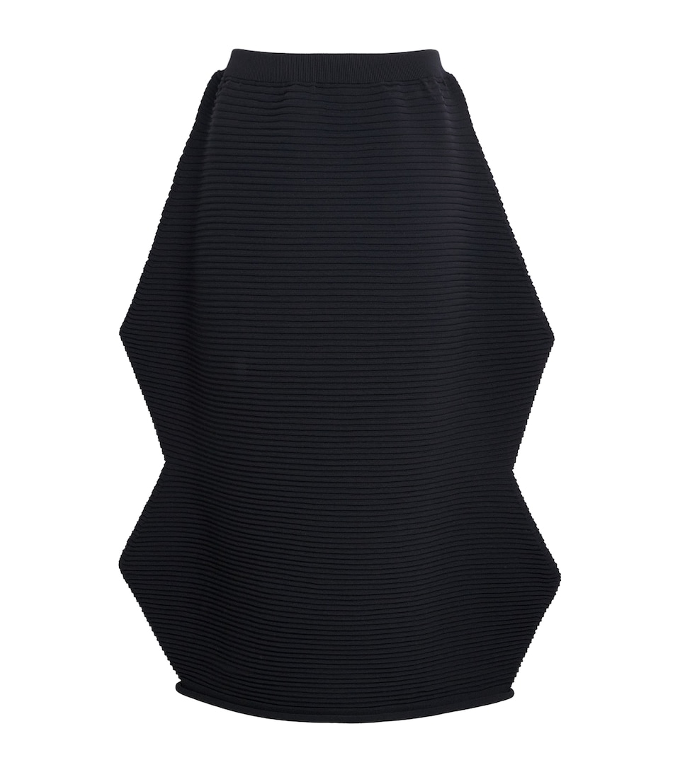 Pleats Please Issey Miyake Womens Zig Zag Knit Midi Skirt Black