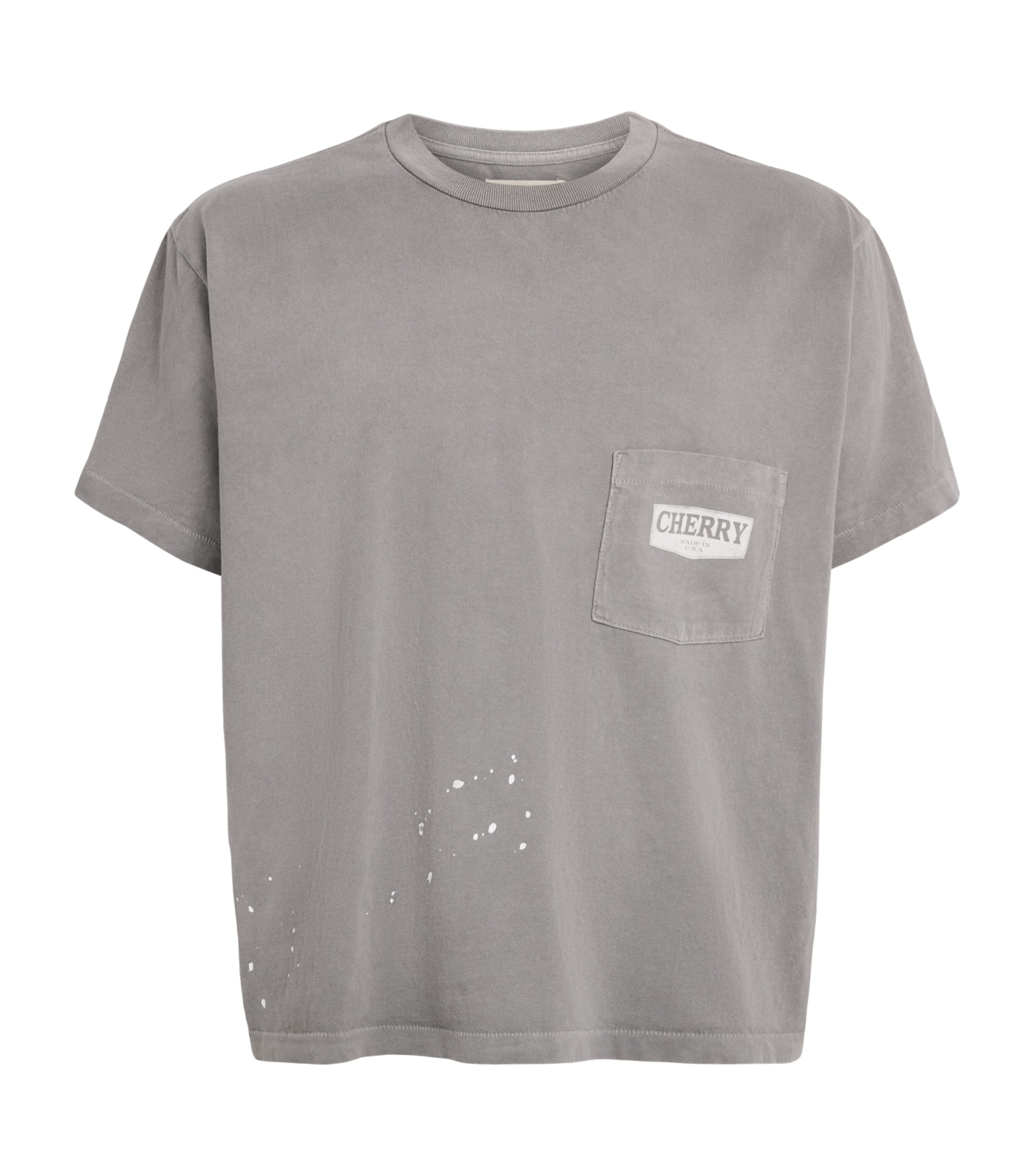 Cherry Los Angeles Mens Cotton Chevron Pocket T-Shirt Light Charcoal