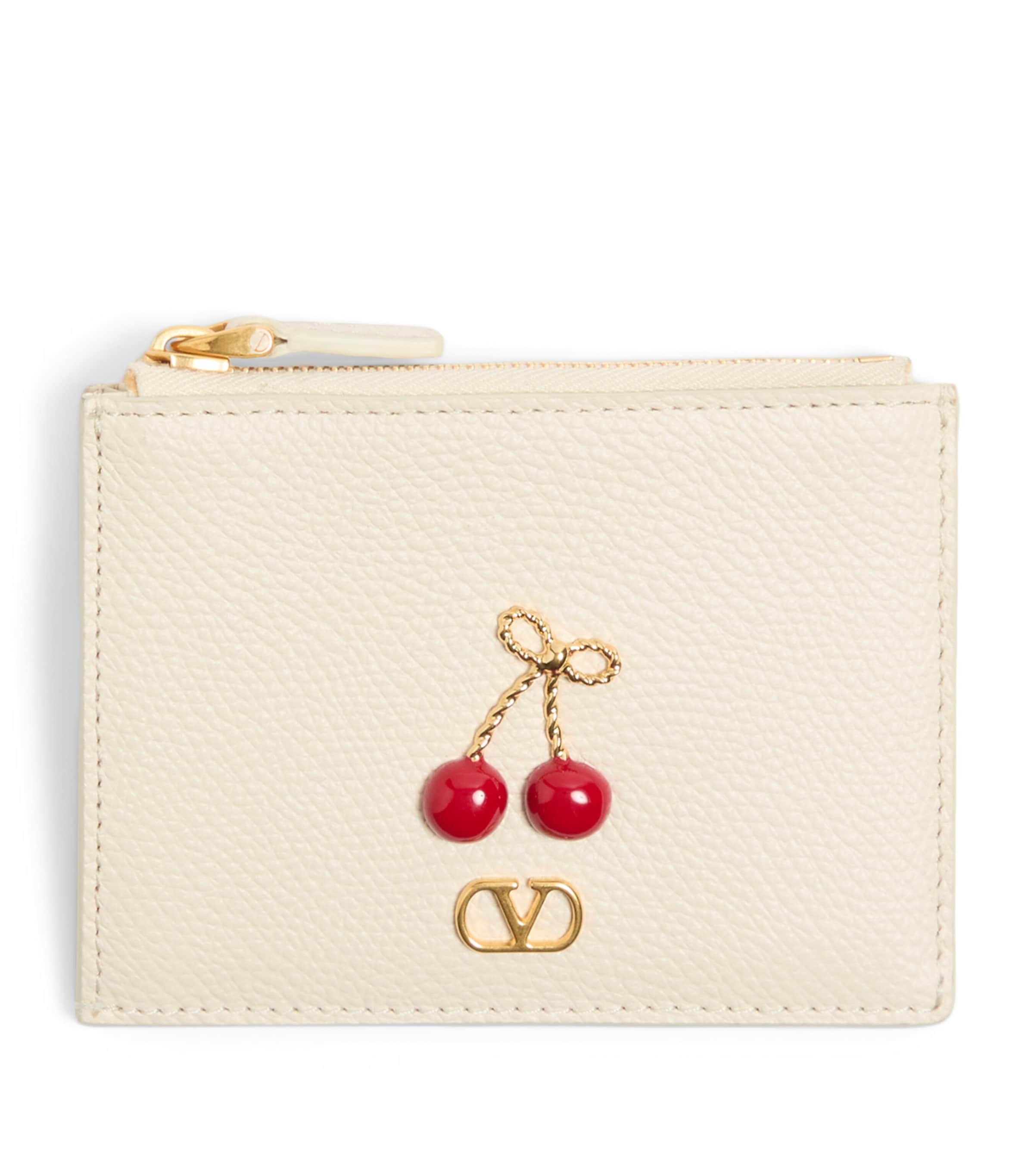 Leather Cherryfic Zipped Card Holder