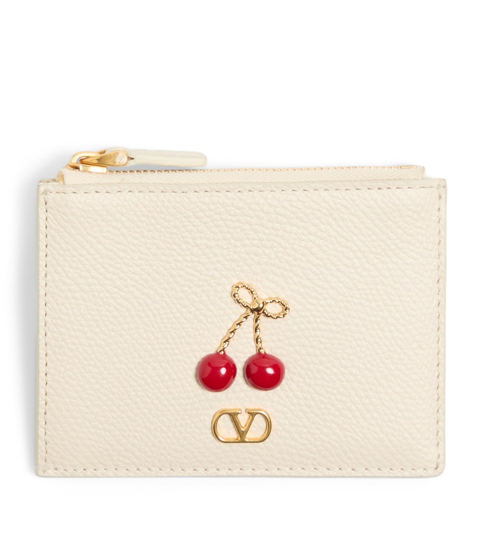 Leather Cherryfic Zipped Card Holder