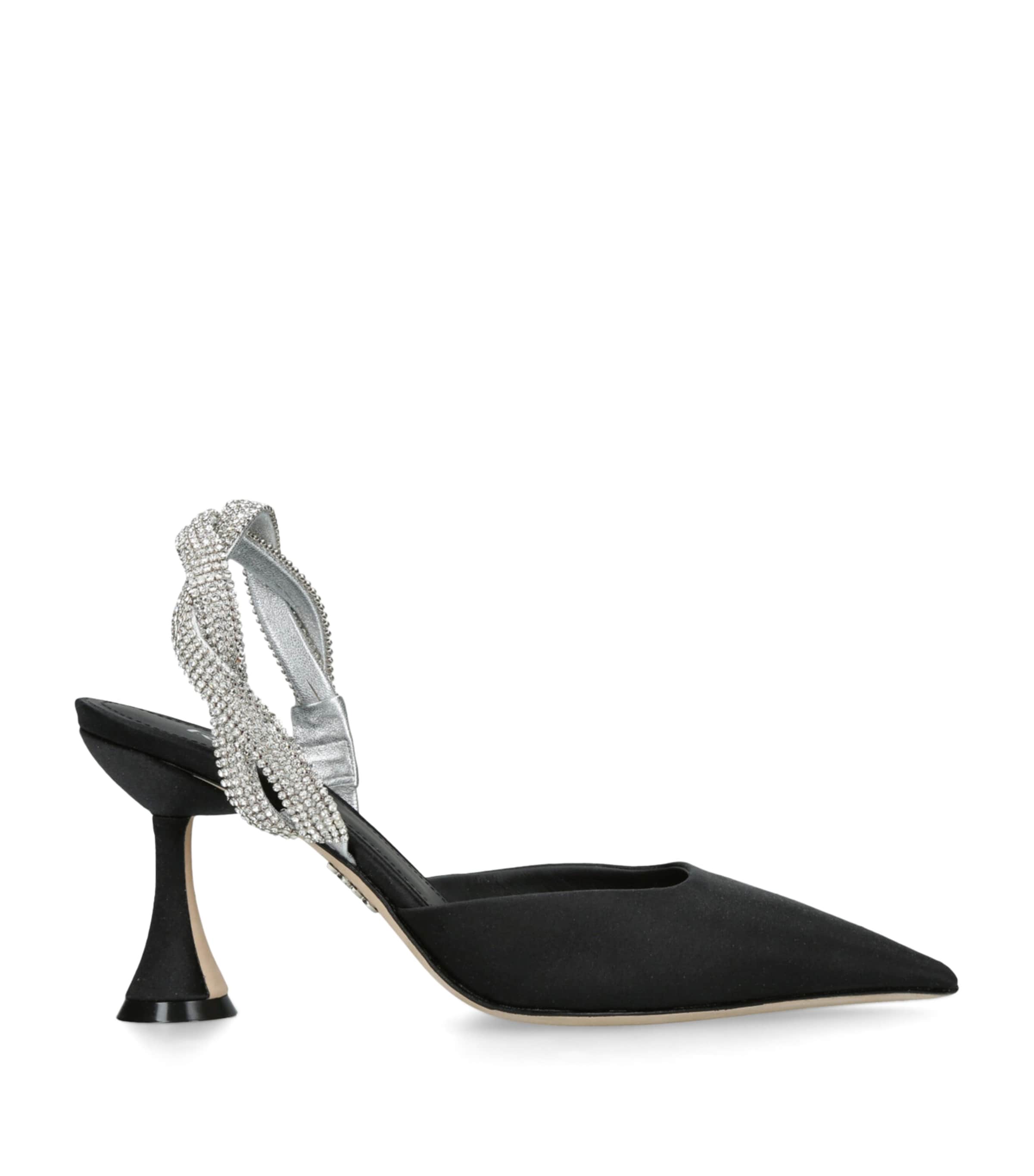 Rodo Satin Embellished Lia Slingback Heels 80 Black/comb