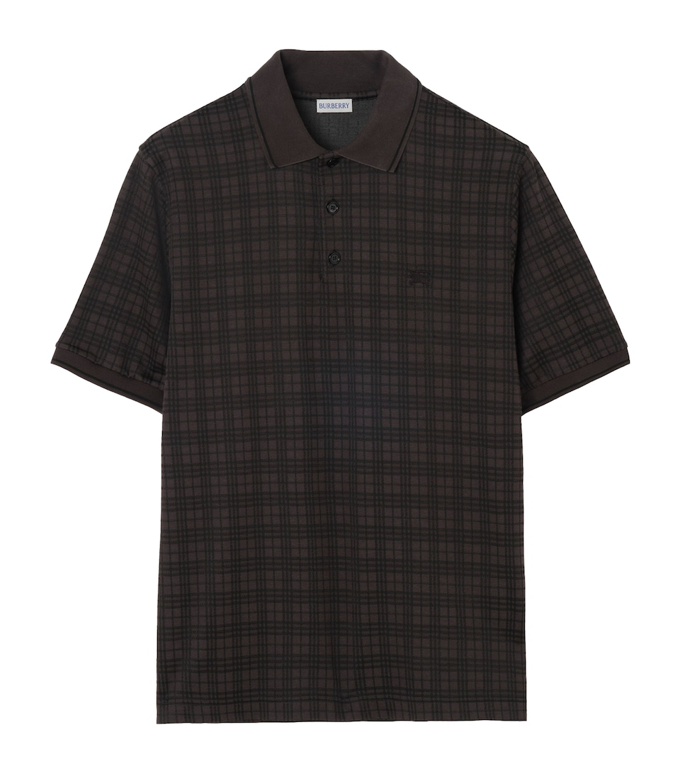 Burberry Mens Check Jacquard EKD Polo Shirt Coal Grey Ip Check
