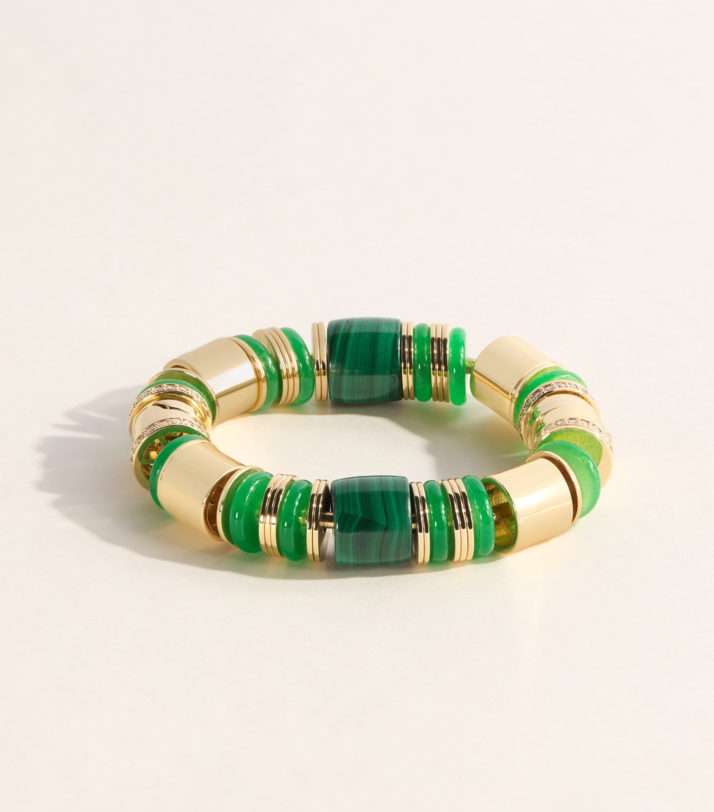 Eddie Borgo Gold-Plated Jade, Malachite and Pavé Crystal Keystone Bracelet Malachite/new Jade